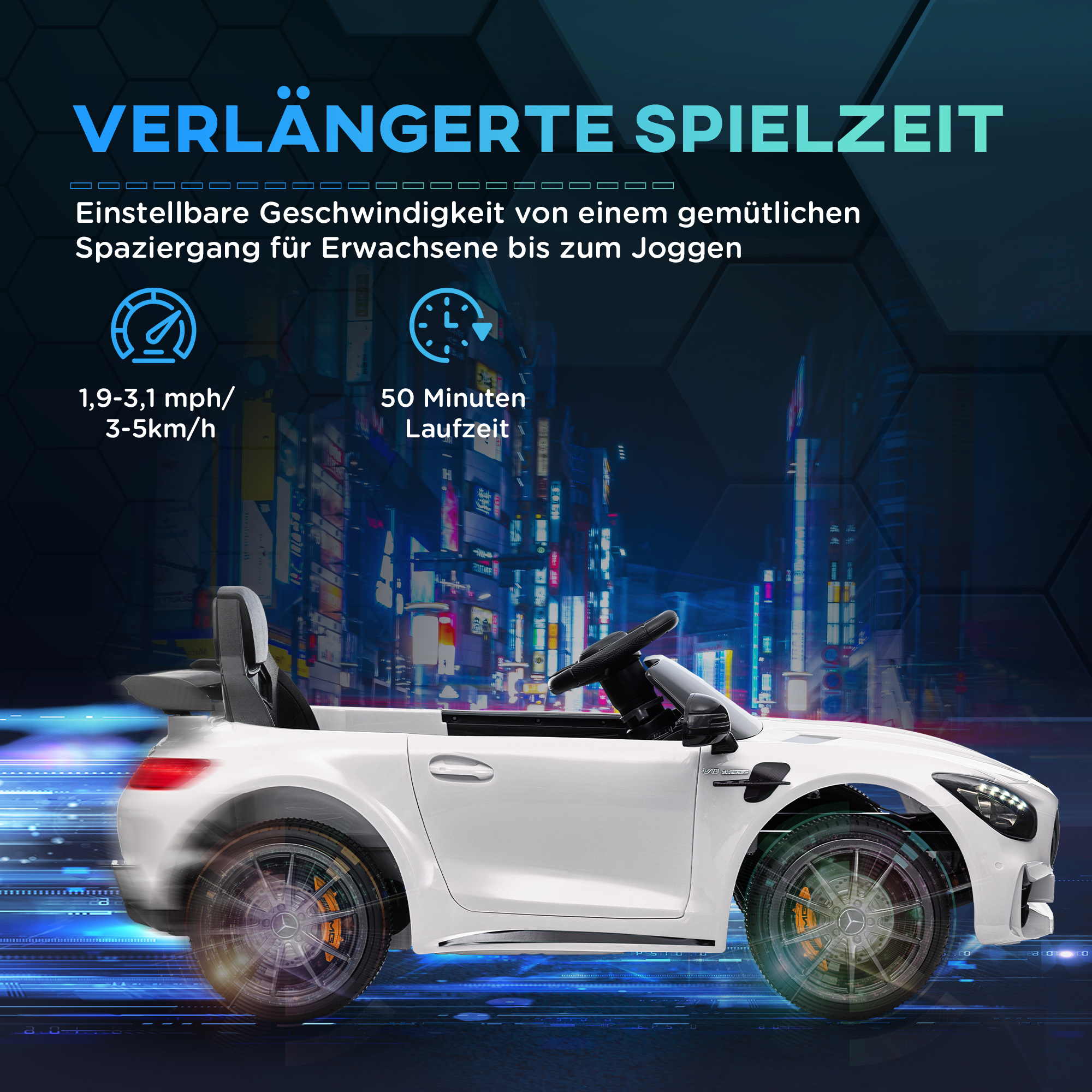 Laste elektriauto Mercedes-Benz AMG GTR, valge, 12 V, 3-5 km/h