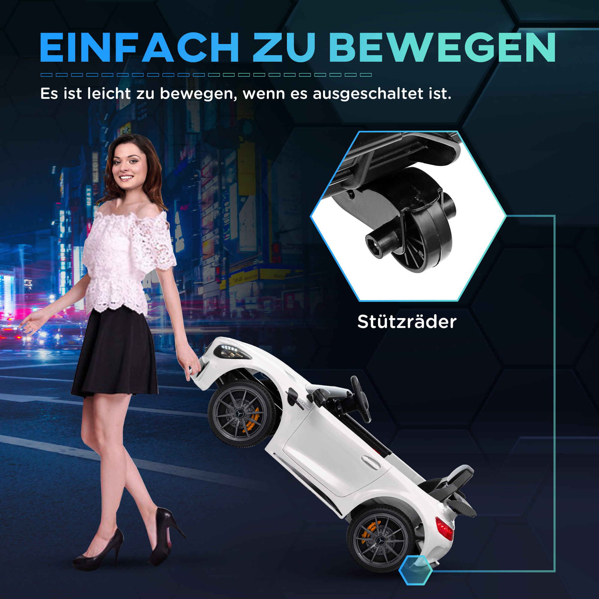 Laste elektriauto Mercedes-Benz AMG GTR, valge, 12 V, 3-5 km/h