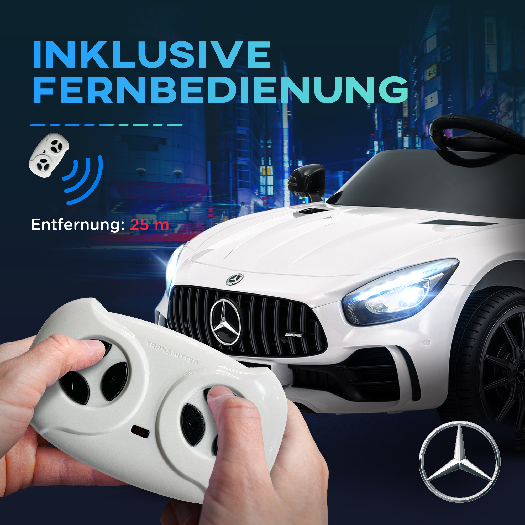 Laste elektriauto Mercedes-Benz AMG GTR, valge, 12 V, 3-5 km/h