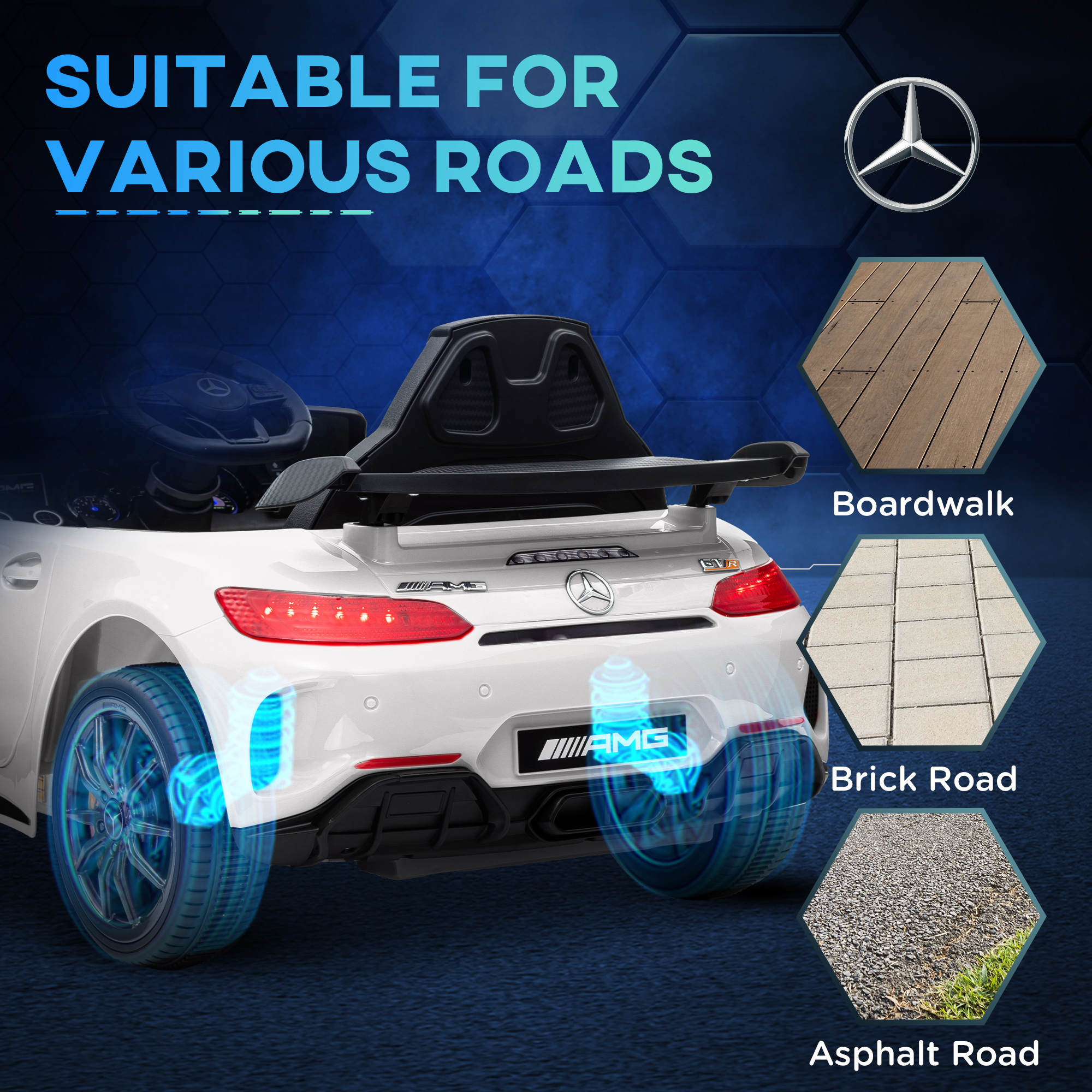 Laste elektriauto Mercedes-Benz AMG GTR, valge, 12 V, 3-5 km/h