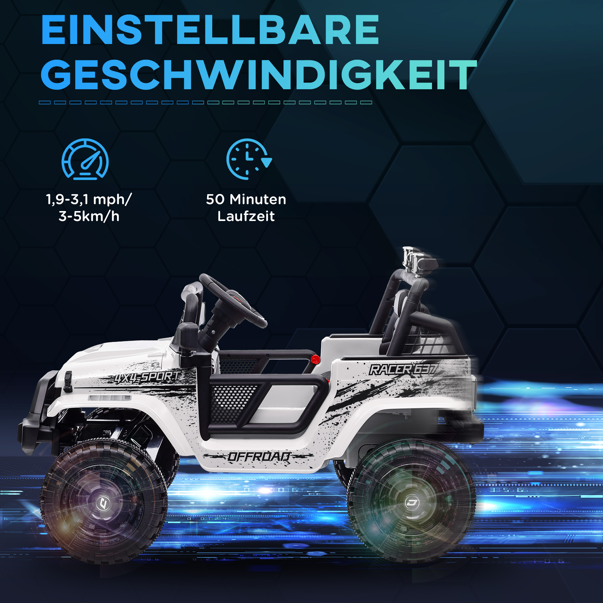 Laste elektriauto, valge, 109 x 67 x 68,5 cm