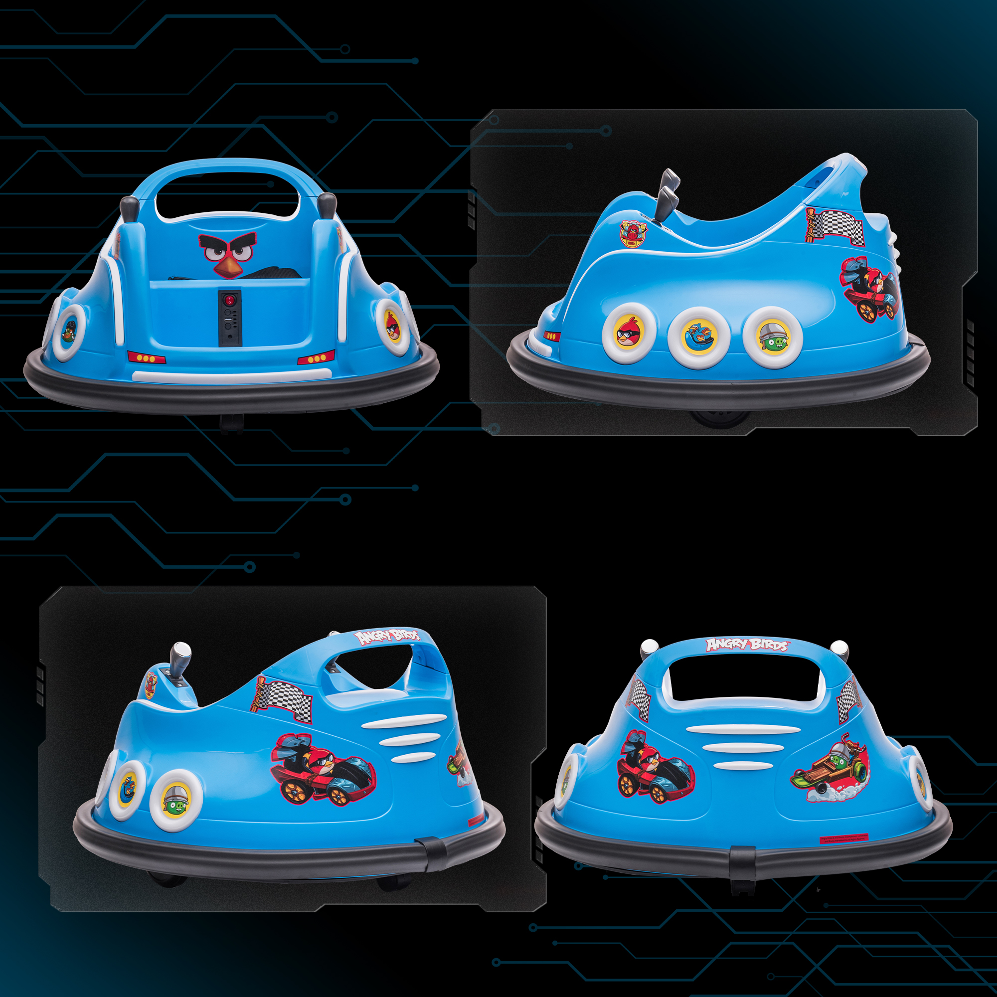 Laste elektriauto Angry Bird, sinine, 73 x 73 x 44 cm