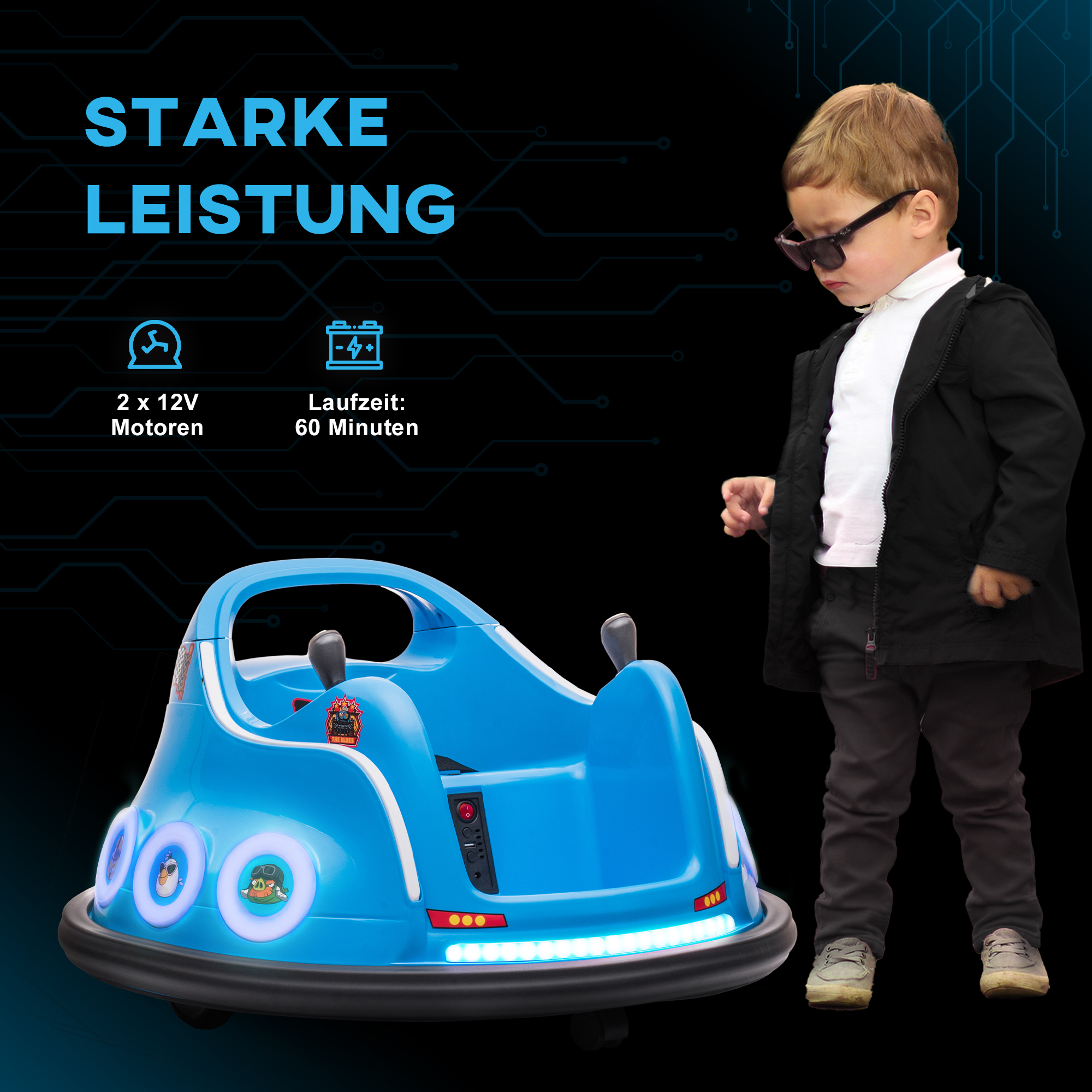 Laste elektriauto Angry Bird, sinine, 73 x 73 x 44 cm