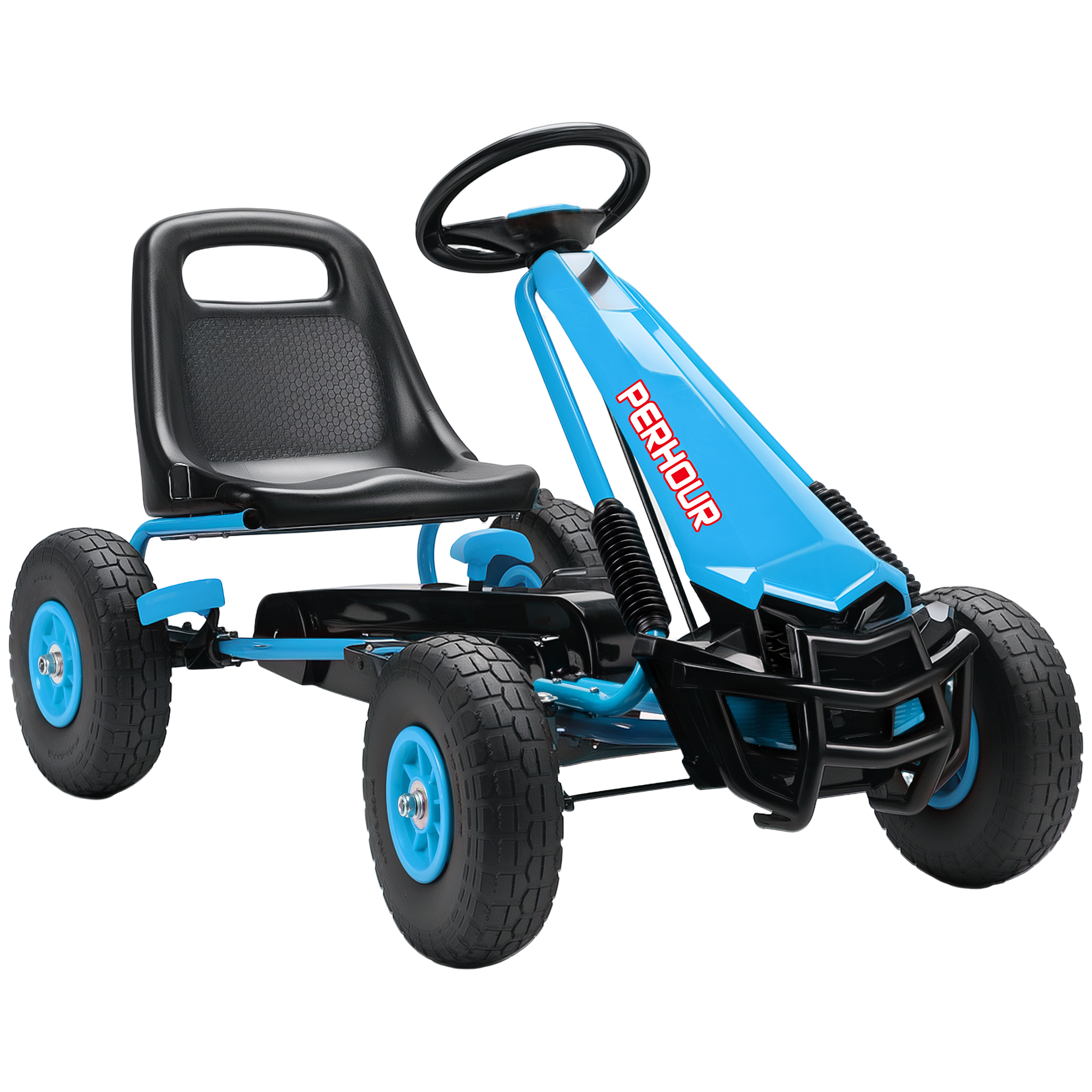 Pedalgo-kart lastele, reguleeritav iste, EVA-rattad, pidur, sidur, 3-8 aastat, sinine