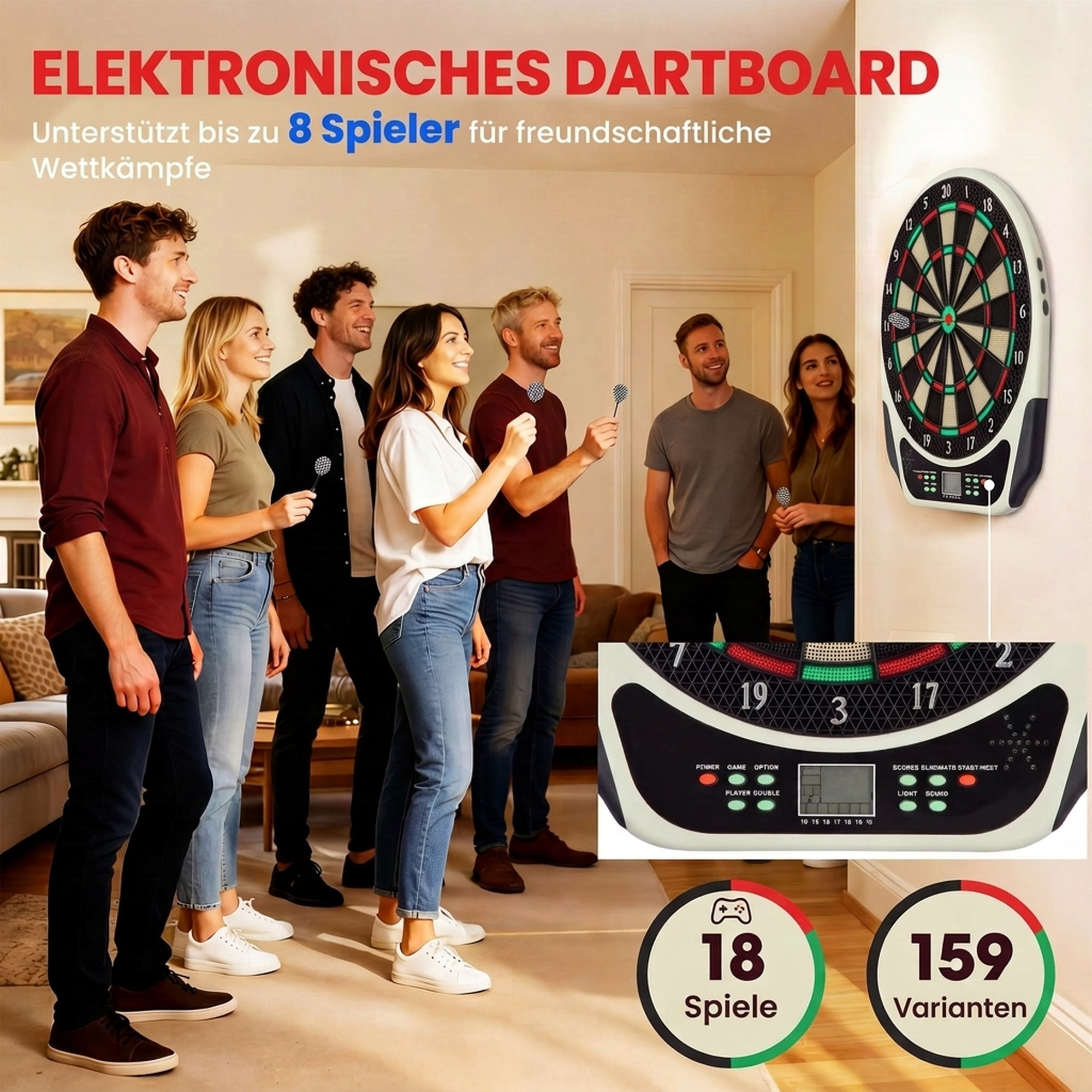 Elektrooniline noolemängutahvel, must/valge, пластик, 41,5 cm