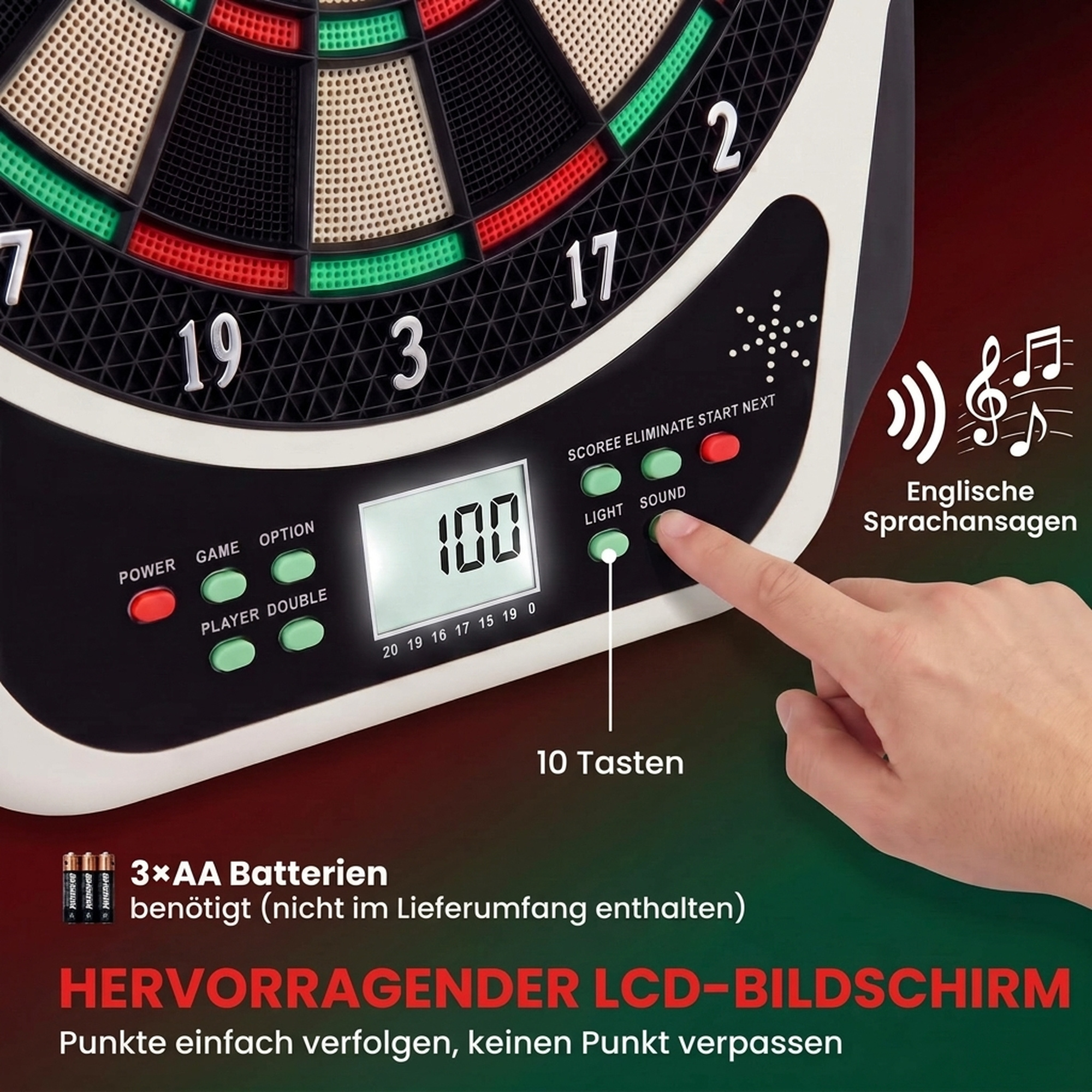 Elektrooniline noolemängutahvel, must/valge, пластик, 41,5 cm