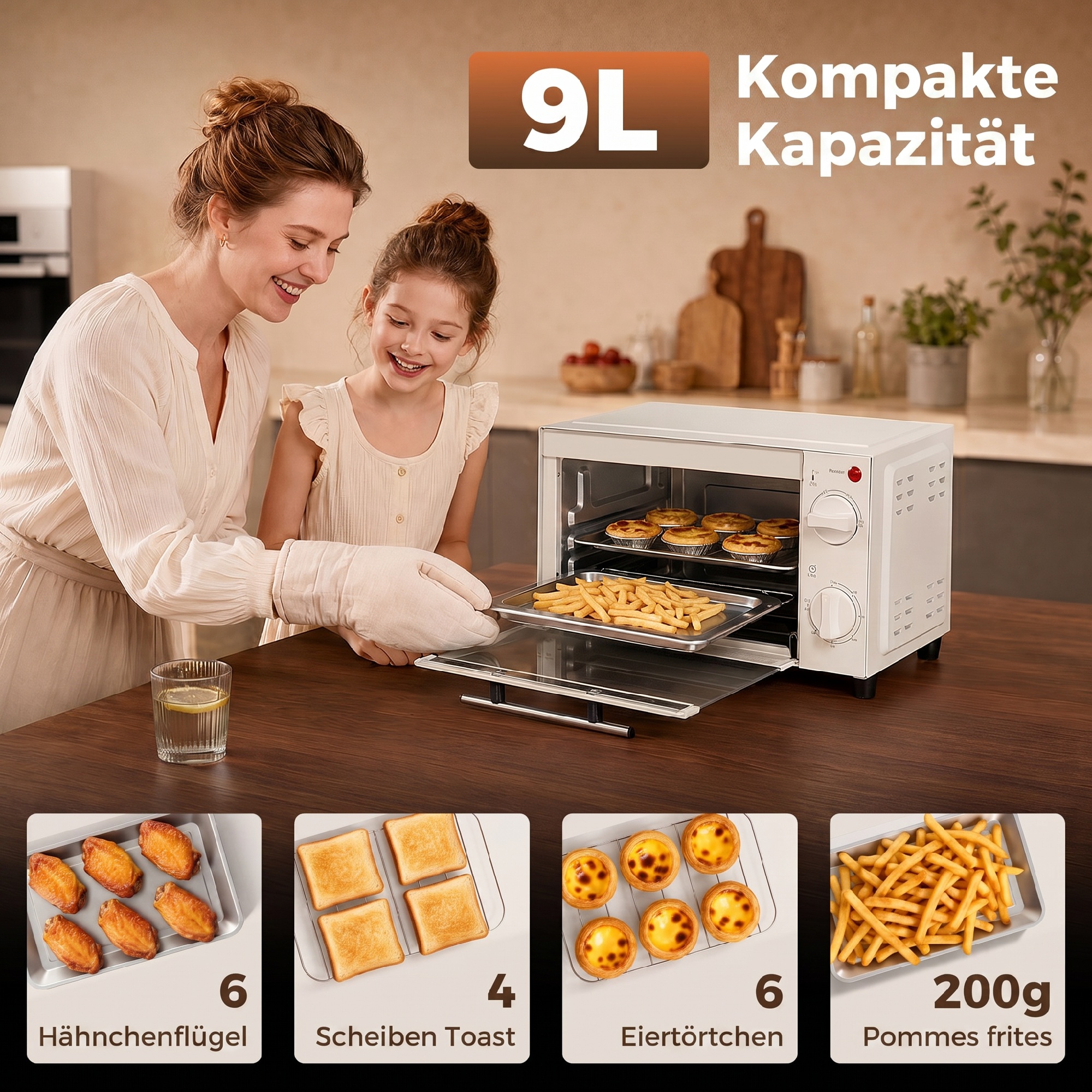 Mini ahi, 9 l, kreemvalge, roostevaba teras