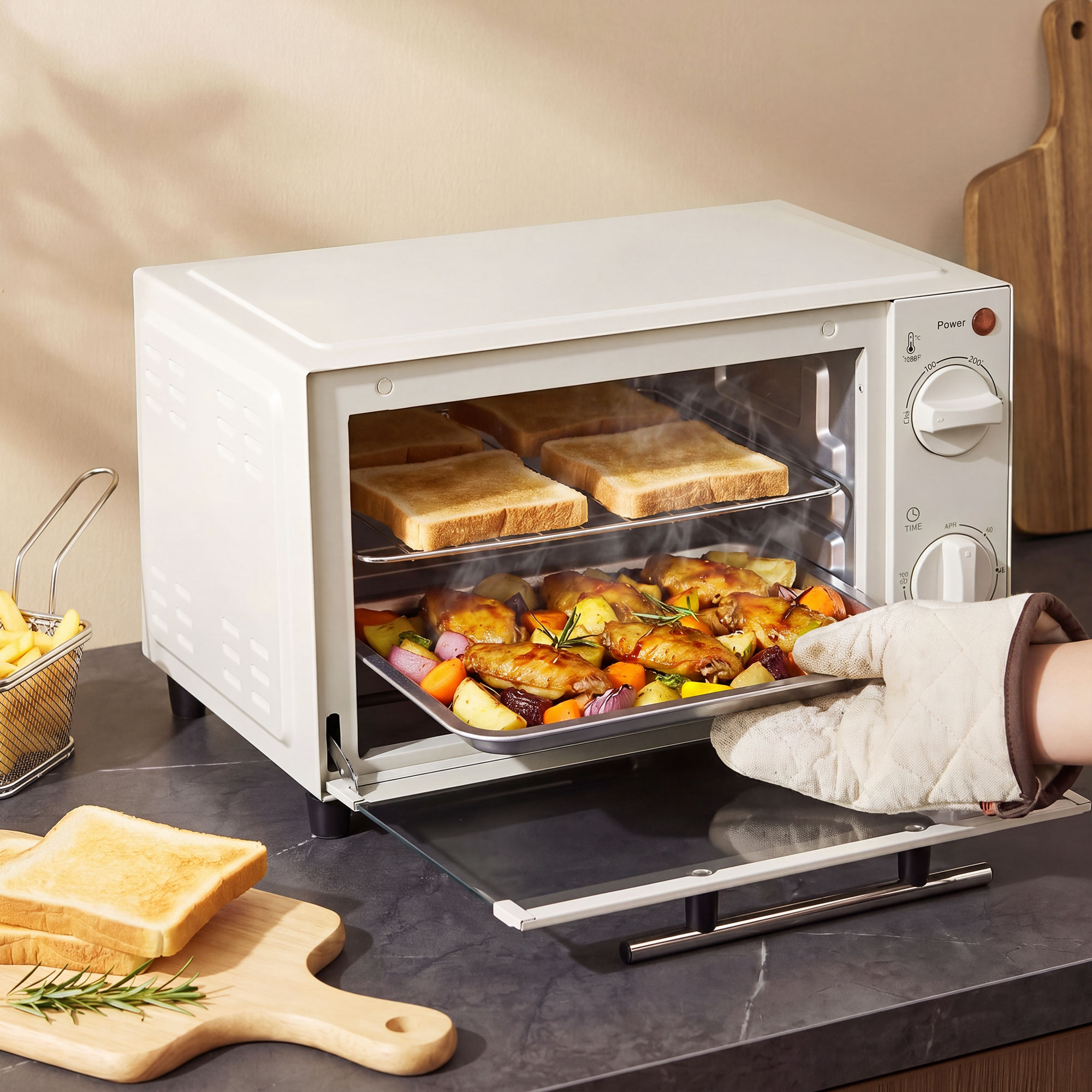 Mini ahi, 9 l, kreemvalge, roostevaba teras
