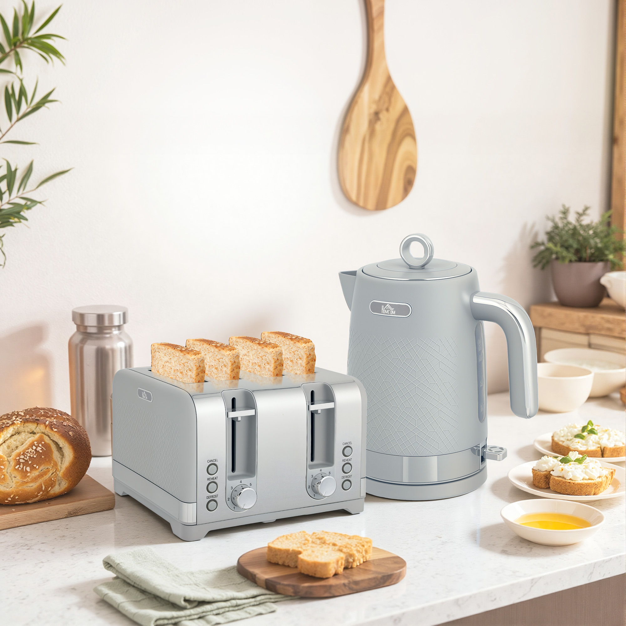 Veekeetja ja röstri komplekt, hall, 1,7 l, 2200 W