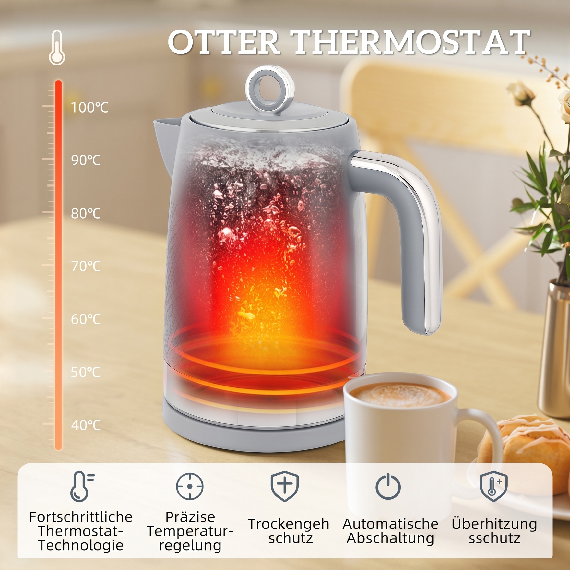Veekeetja ja röstri komplekt, hall, 1,7 l, 2200 W