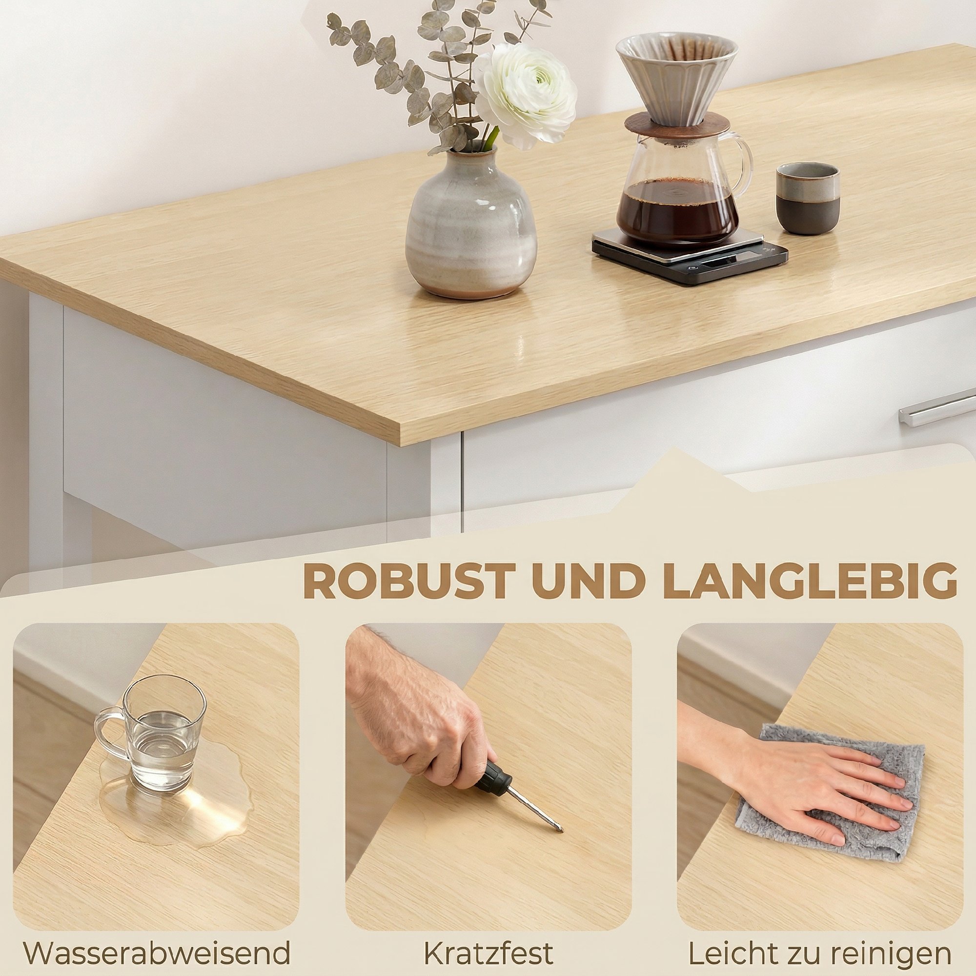 Köögikäru hoiuruumiga, valge, 108,8 x 51 x 92,5 cm