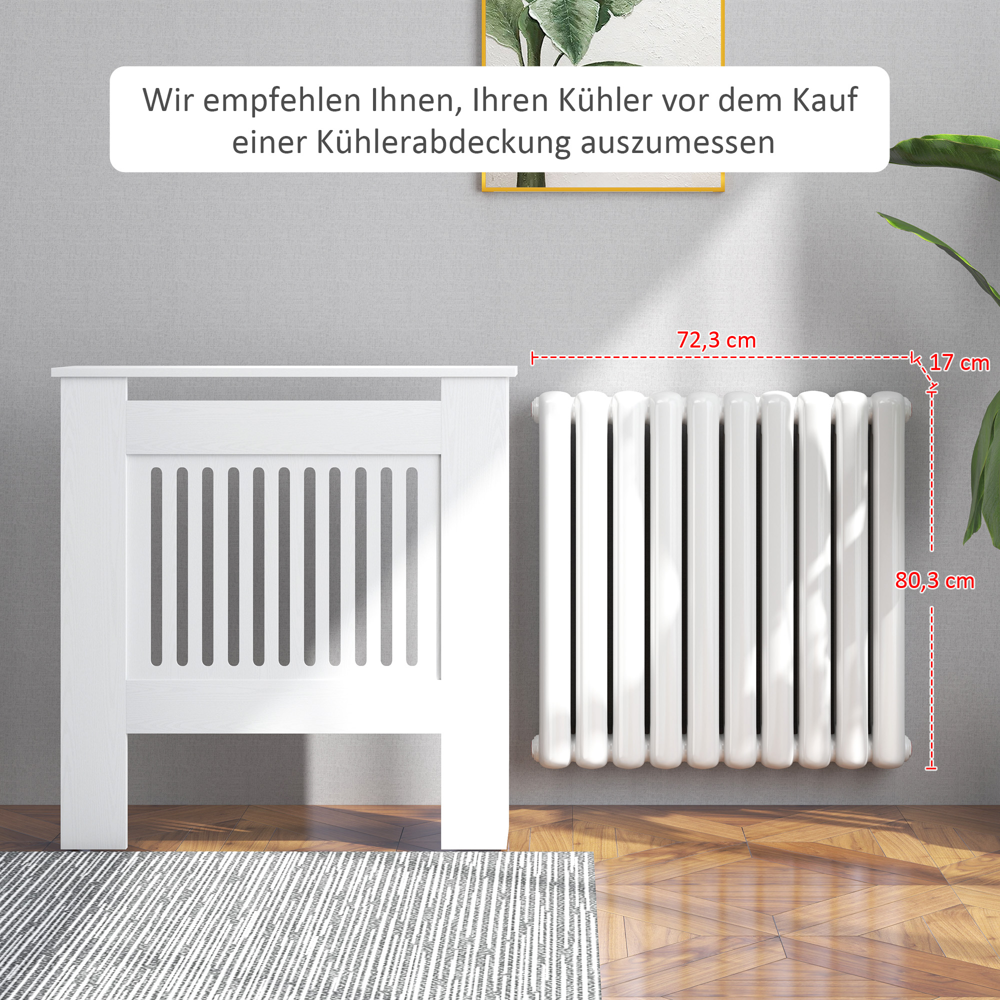 Radiaatori kate, valge, MDF, 79 x 19 x 81 cm
