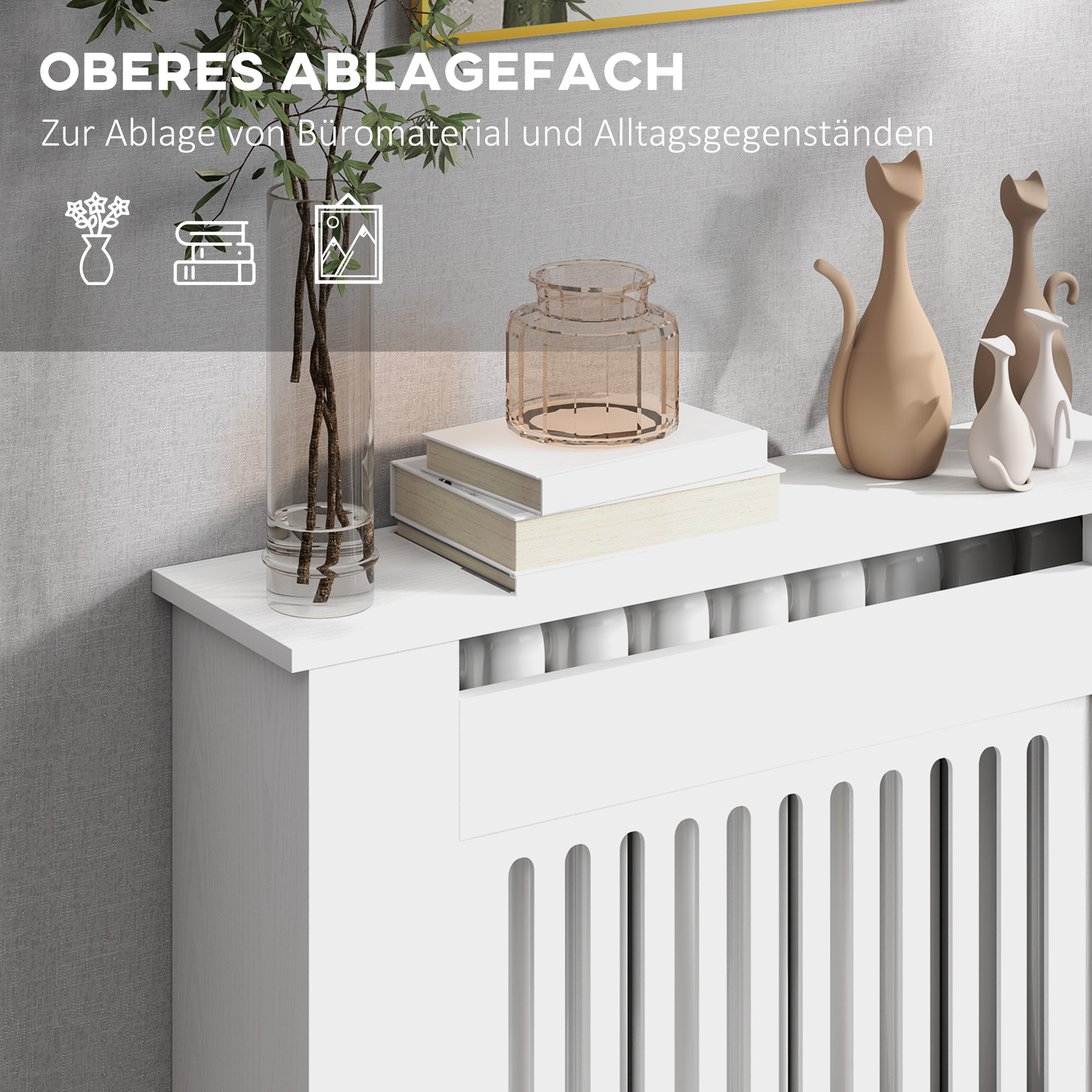 Radiaatori kate, valge, MDF, 79 x 19 x 81 cm