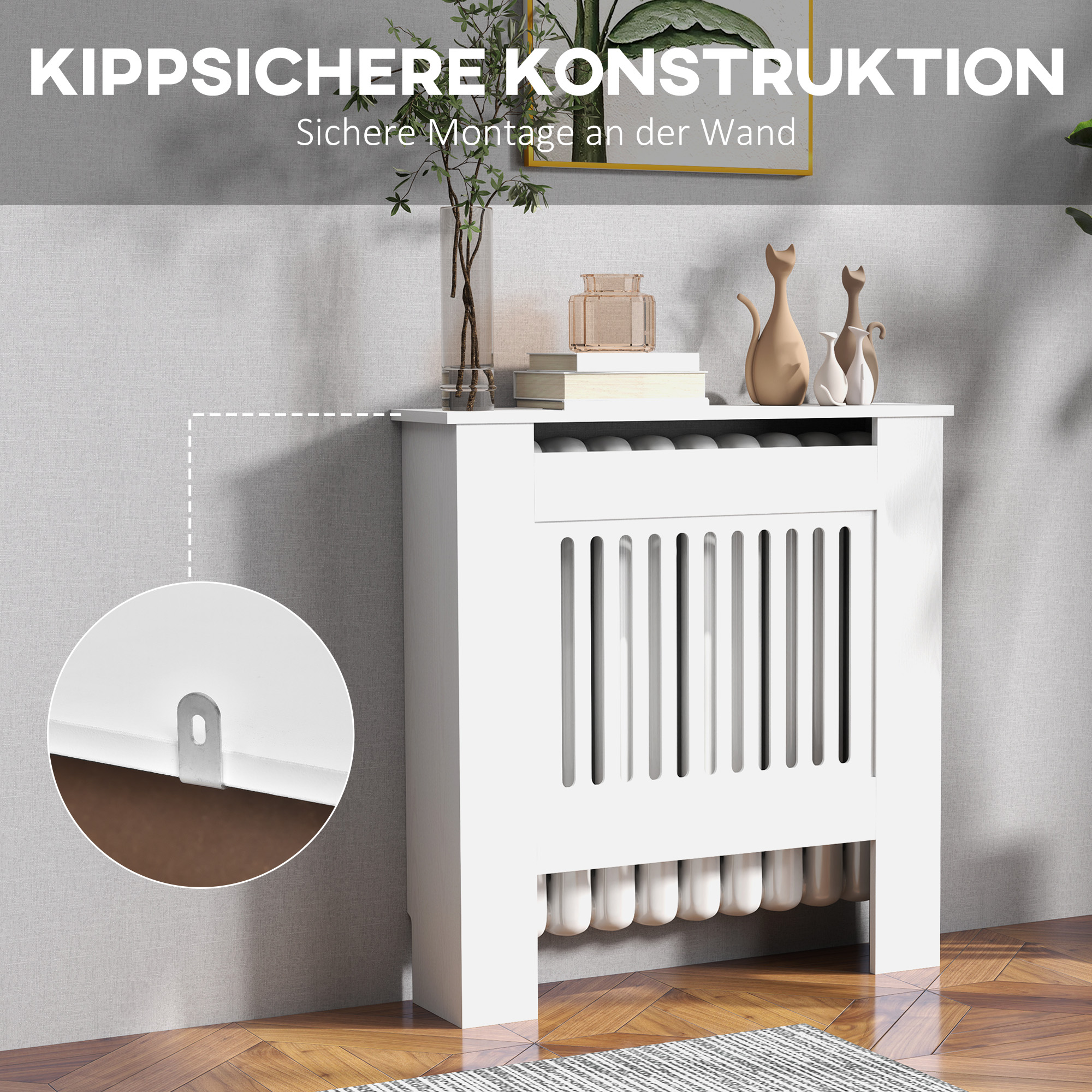 Radiaatori kate, valge, MDF, 79 x 19 x 81 cm