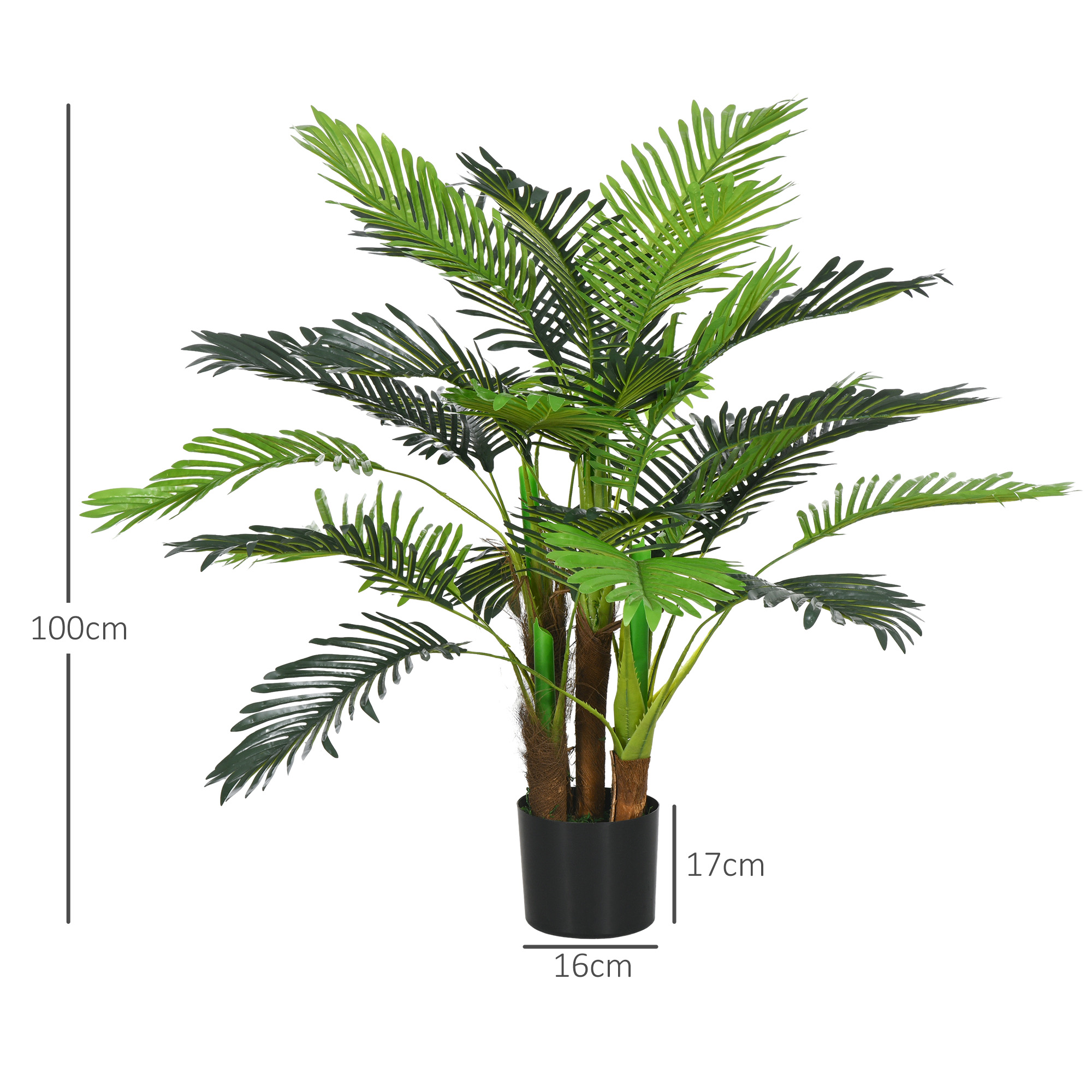 Kunstpalm, 1 m, roheline ja pruun, plast, potiga