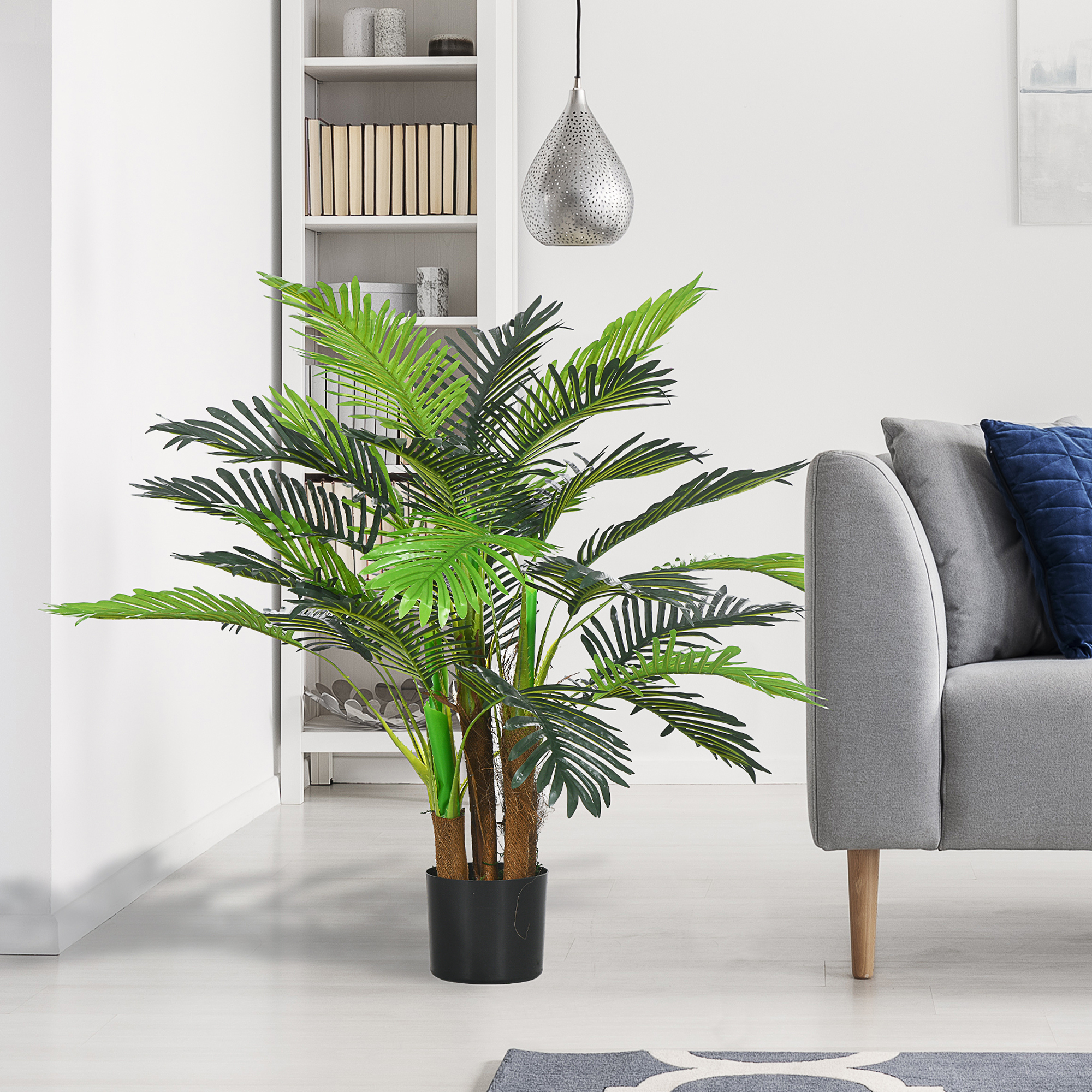 Kunstpalm, 1 m, roheline ja pruun, plast, potiga