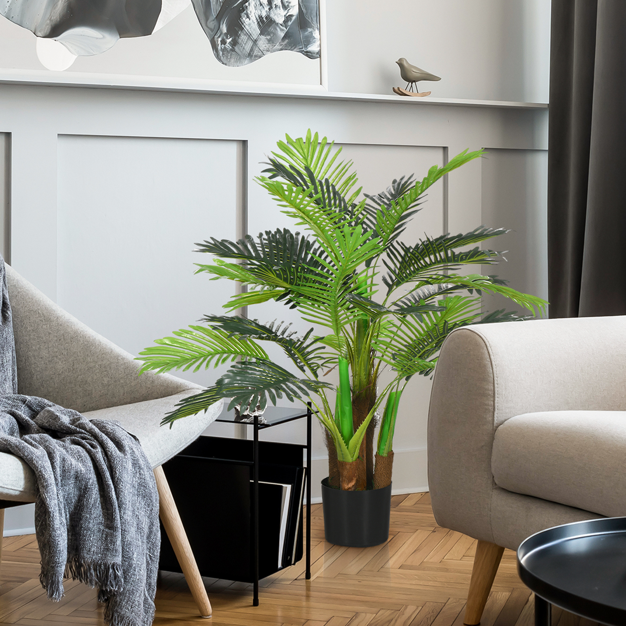 Kunstpalm, 1 m, roheline ja pruun, plast, potiga