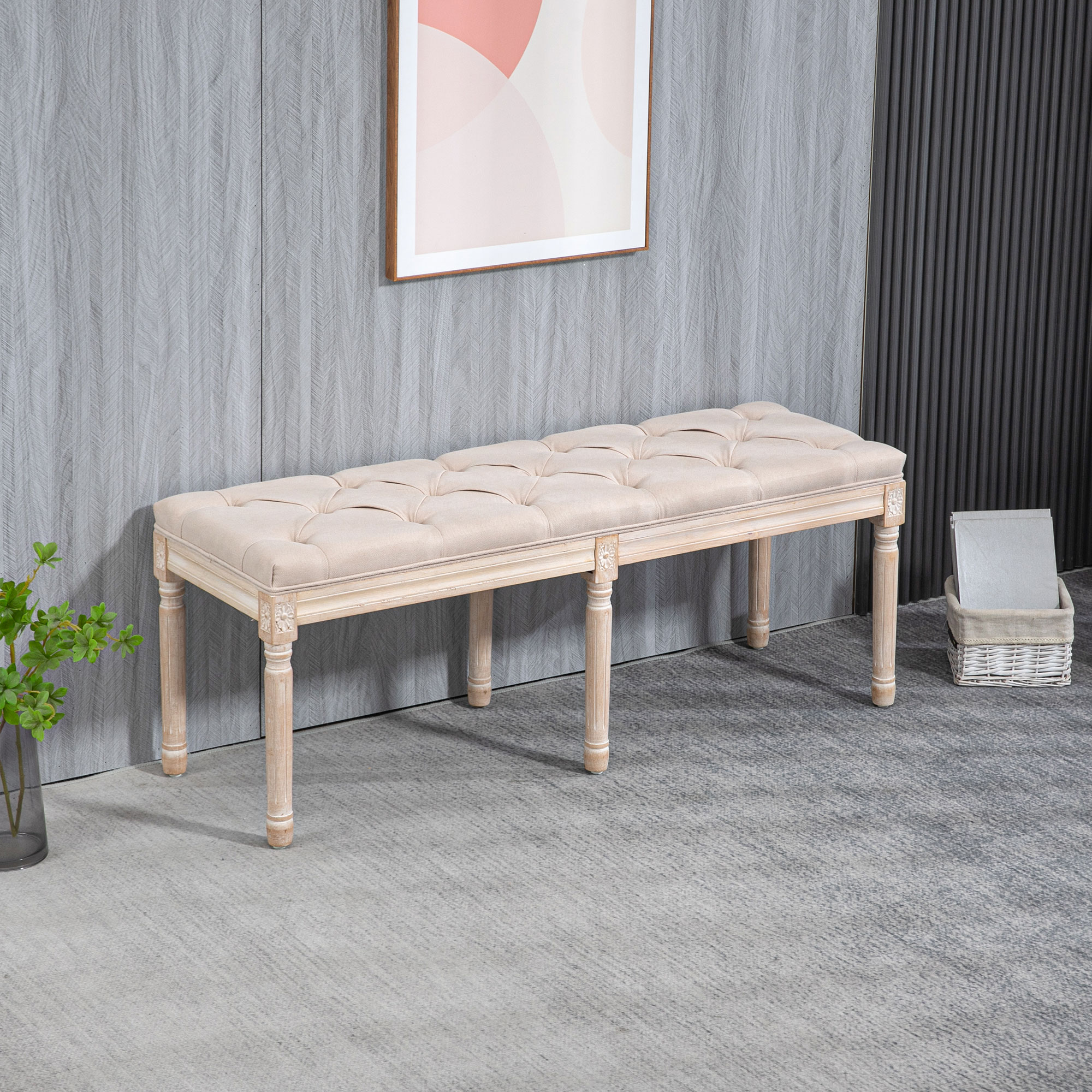 Mööblipink, vintage stiilis, beež, 117 x 40 x 48 cm
