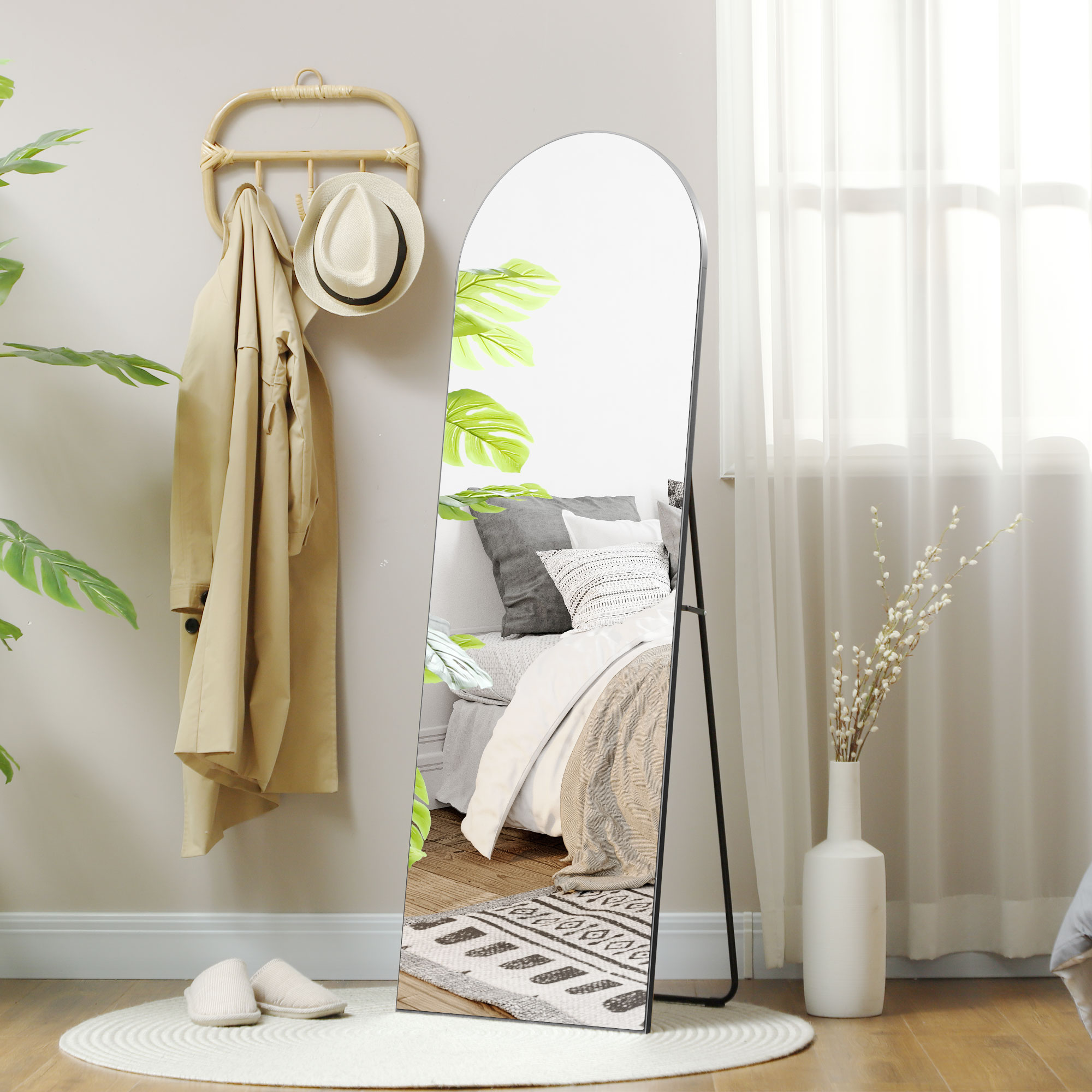 Täispikk peegel ilma raamita, must, 50 x 150 cm