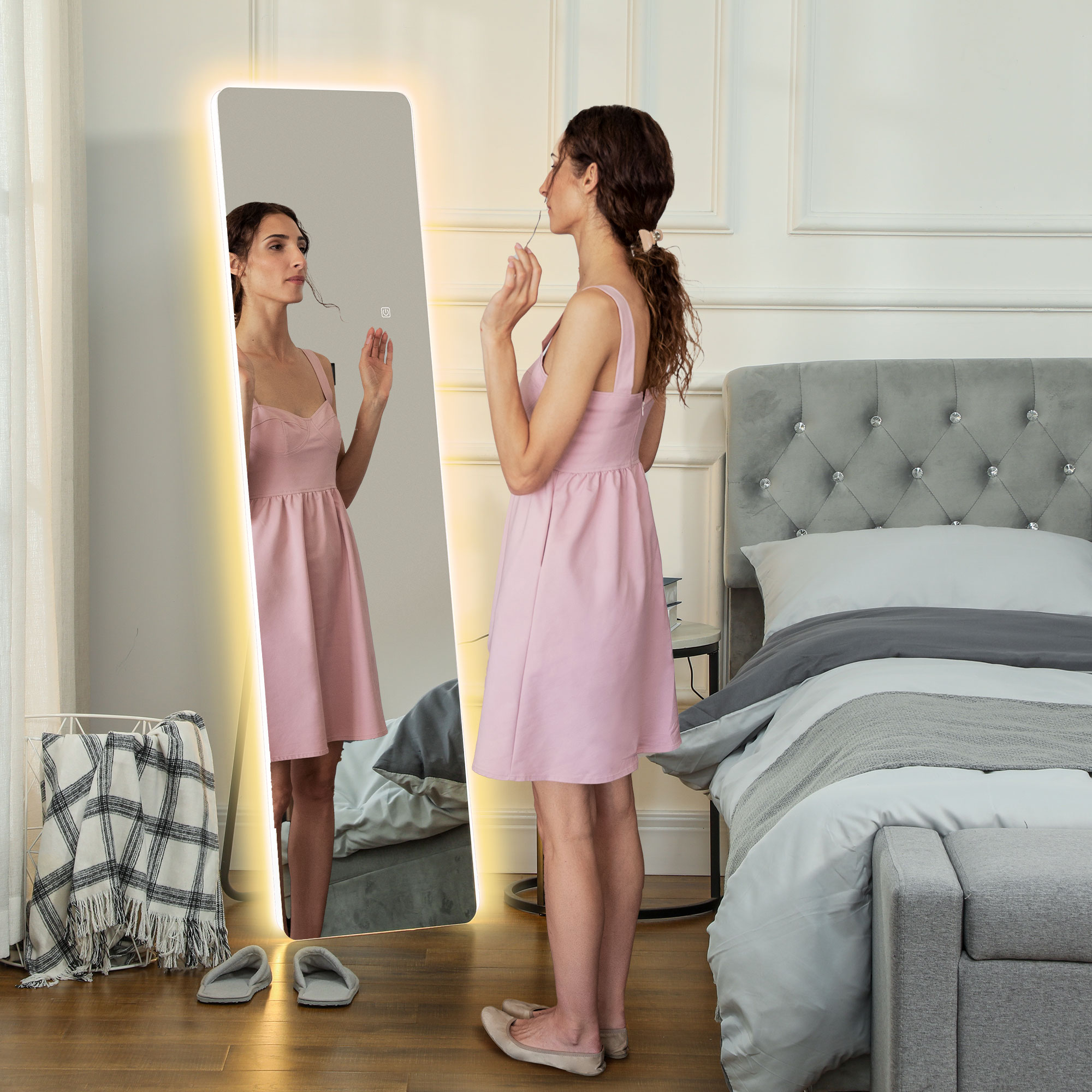 LED täispikk peegel, puutetundlik juhtimine, dimmerdatav, raamita, 40 x 150 cm