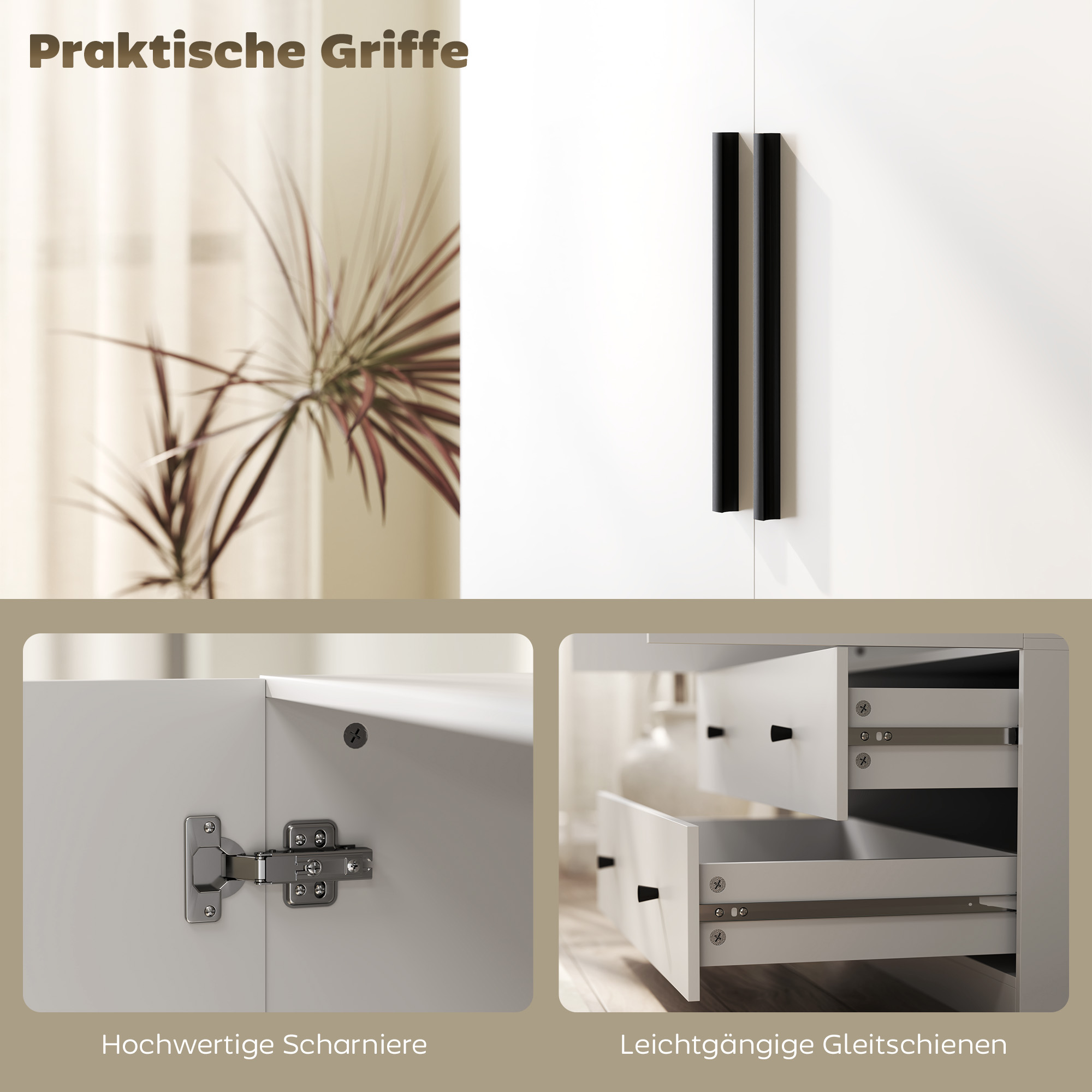 Riidekapp, 2 ust, riputusosa, 2 sahtlit, MDF, valge, 79 x 43 x 180 cm