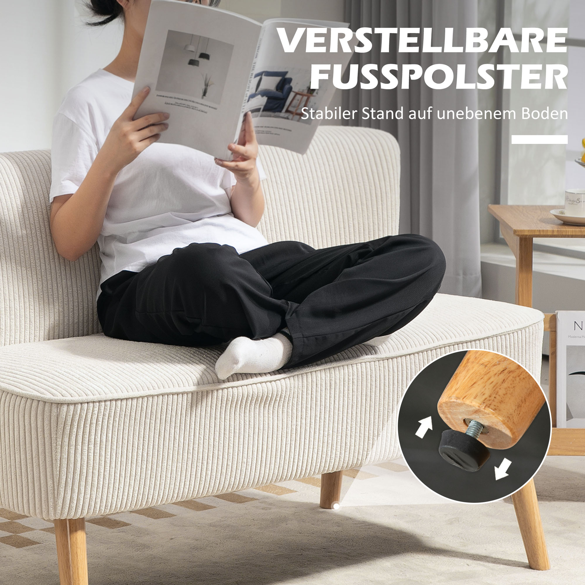 2-kohaline diivan, pehme polsterdus, kergesti hooldatav kate, kuni 150 kg, 117 x 56,5 x 77 cm, kreemvalge