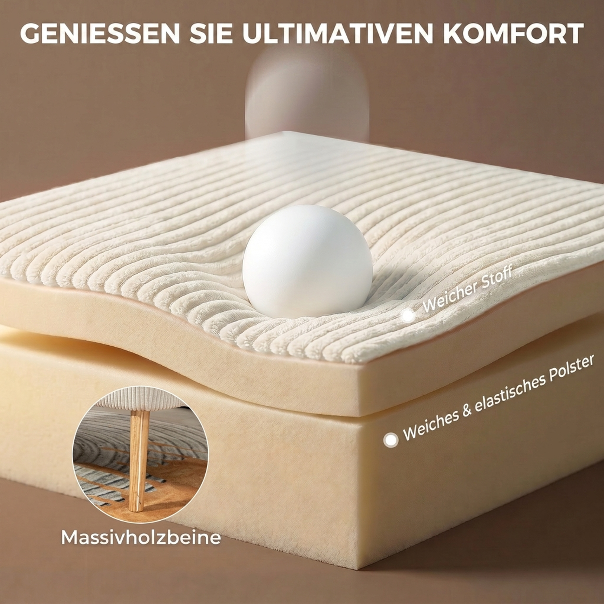 2-kohaline diivan, pehme polsterdus, kergesti hooldatav kate, kuni 150 kg, 117 x 56,5 x 77 cm, kreemvalge