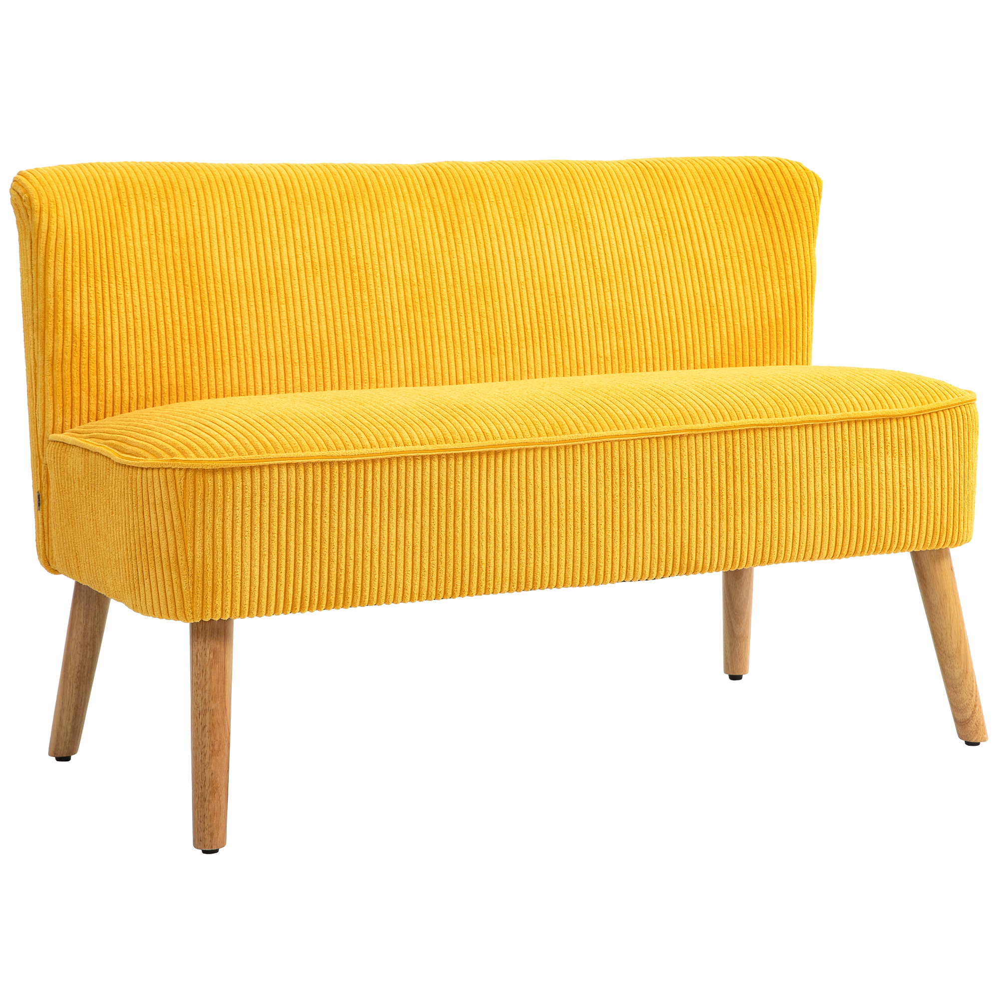 2-kohaline diivan, elegantne skandinaavia disain, täispuidust raam, kollane, 117 x 56,5 x 77 cm