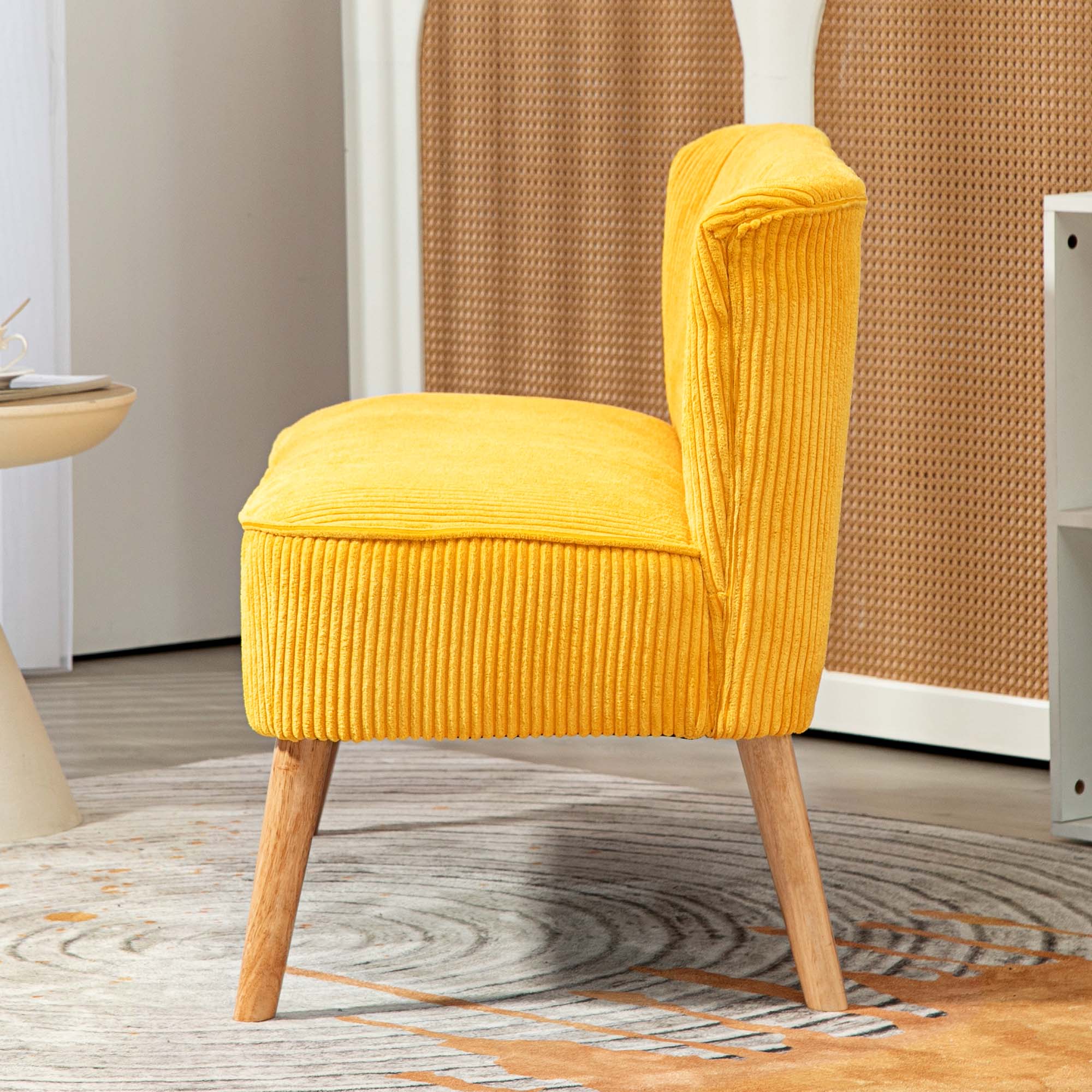 2-kohaline diivan, elegantne skandinaavia disain, täispuidust raam, kollane, 117 x 56,5 x 77 cm