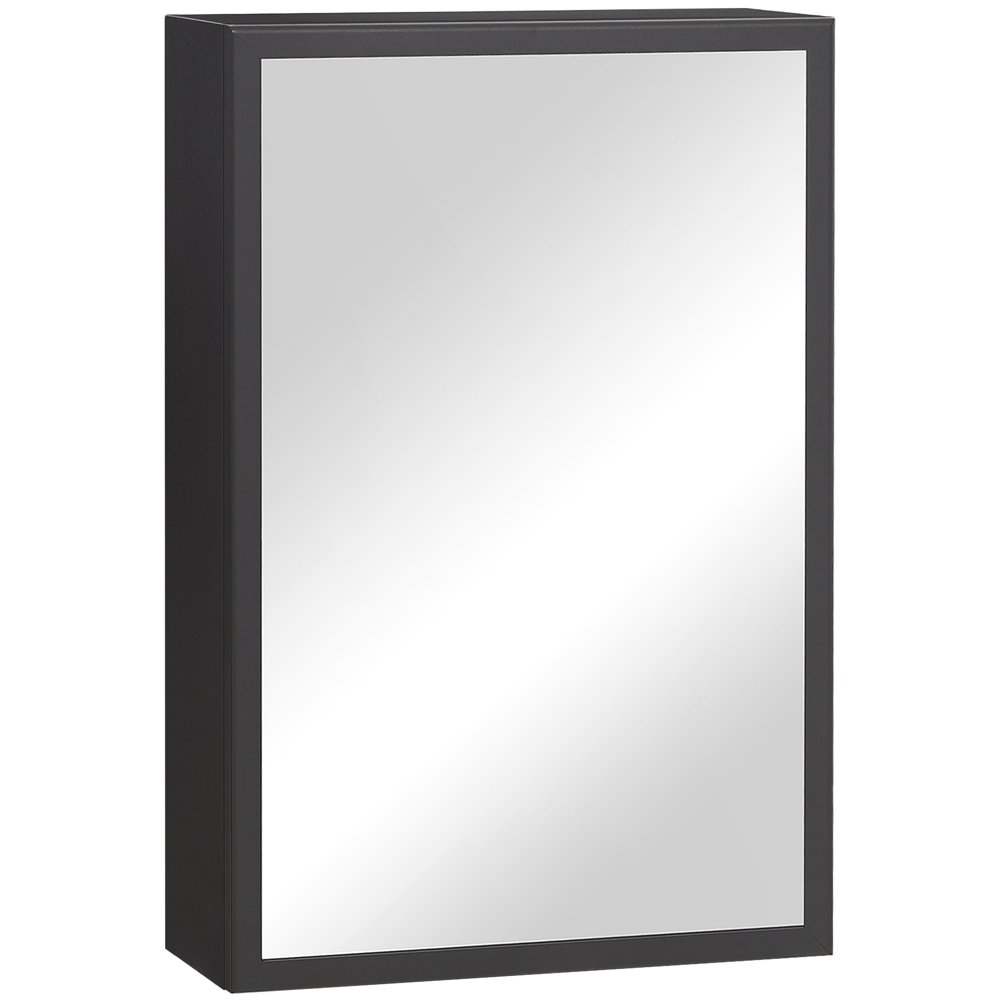 Peegelkapp, 3 riiulit, pehmed hinged, teraskorpus, must, 40 x 15 x 60 cm