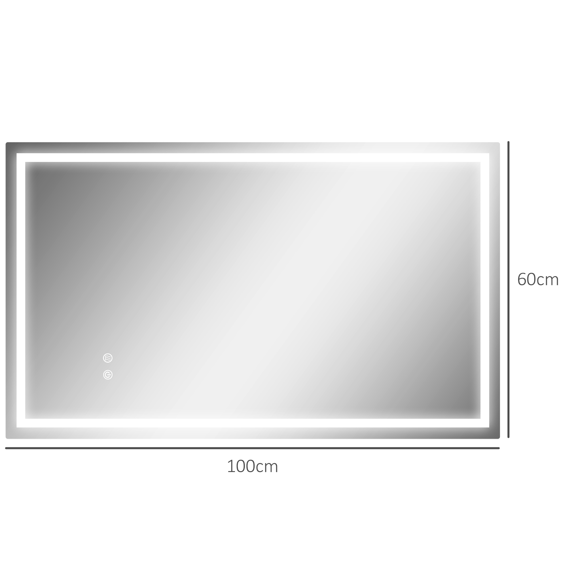 LED-vannitoapeegel, hõbedane, 100 x 60 x 3 cm