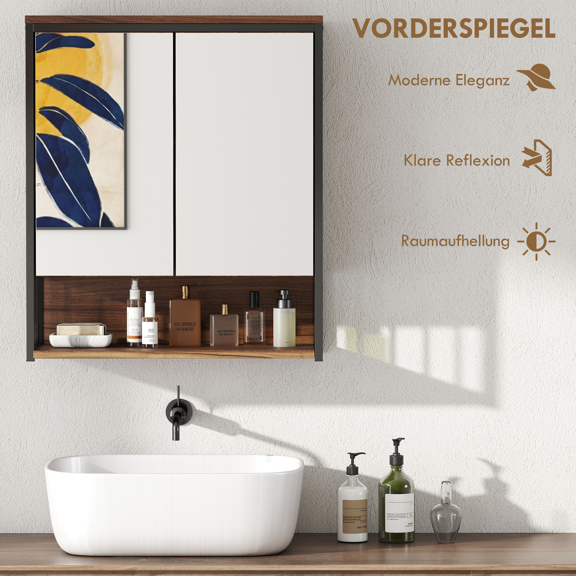 Seinale paigaldatav vannitoapeeglikapp, pruun, MDF ja puitlaastplaat, 56 x 20 x 65 cm