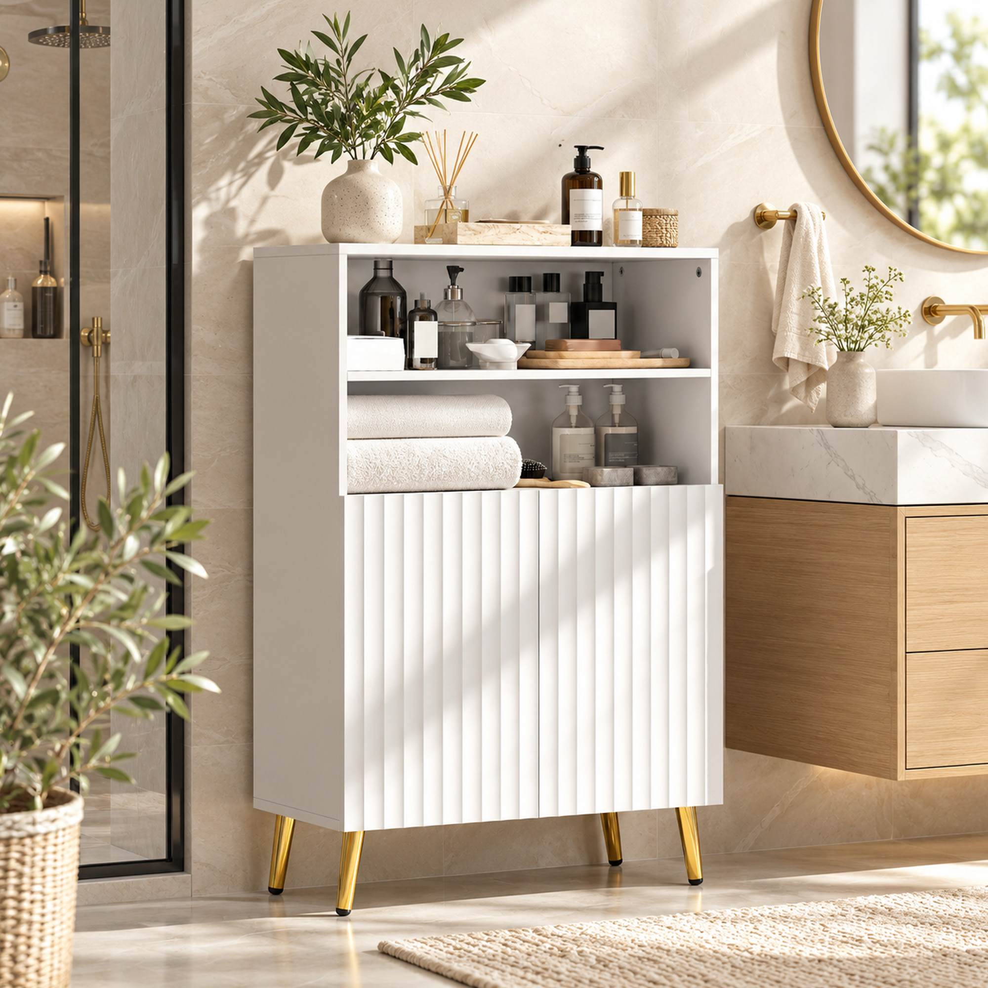 Vannitoakapp, valge, MDF, 60 x 31,8 x 93 cm
