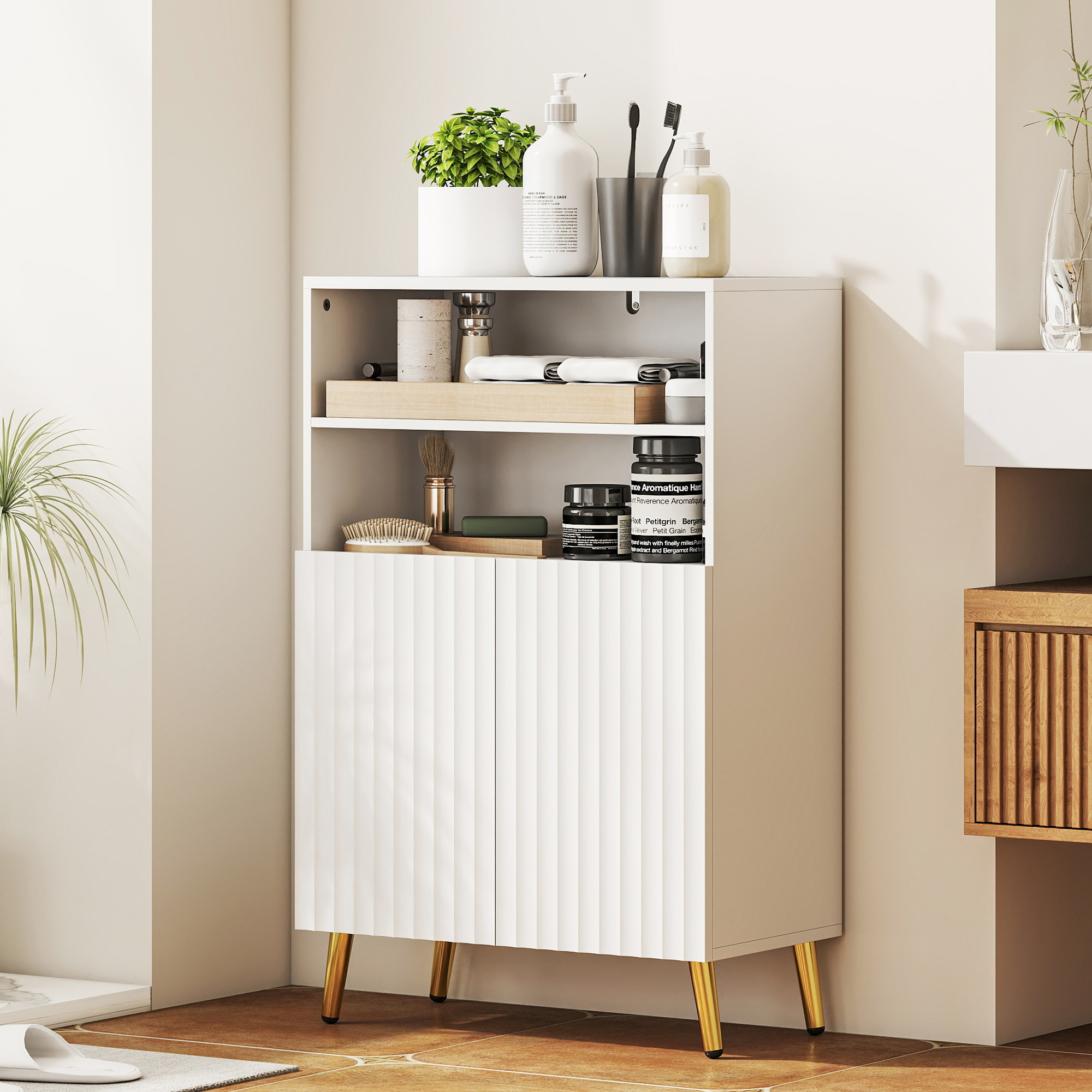 Vannitoakapp, valge, MDF, 60 x 31,8 x 93 cm