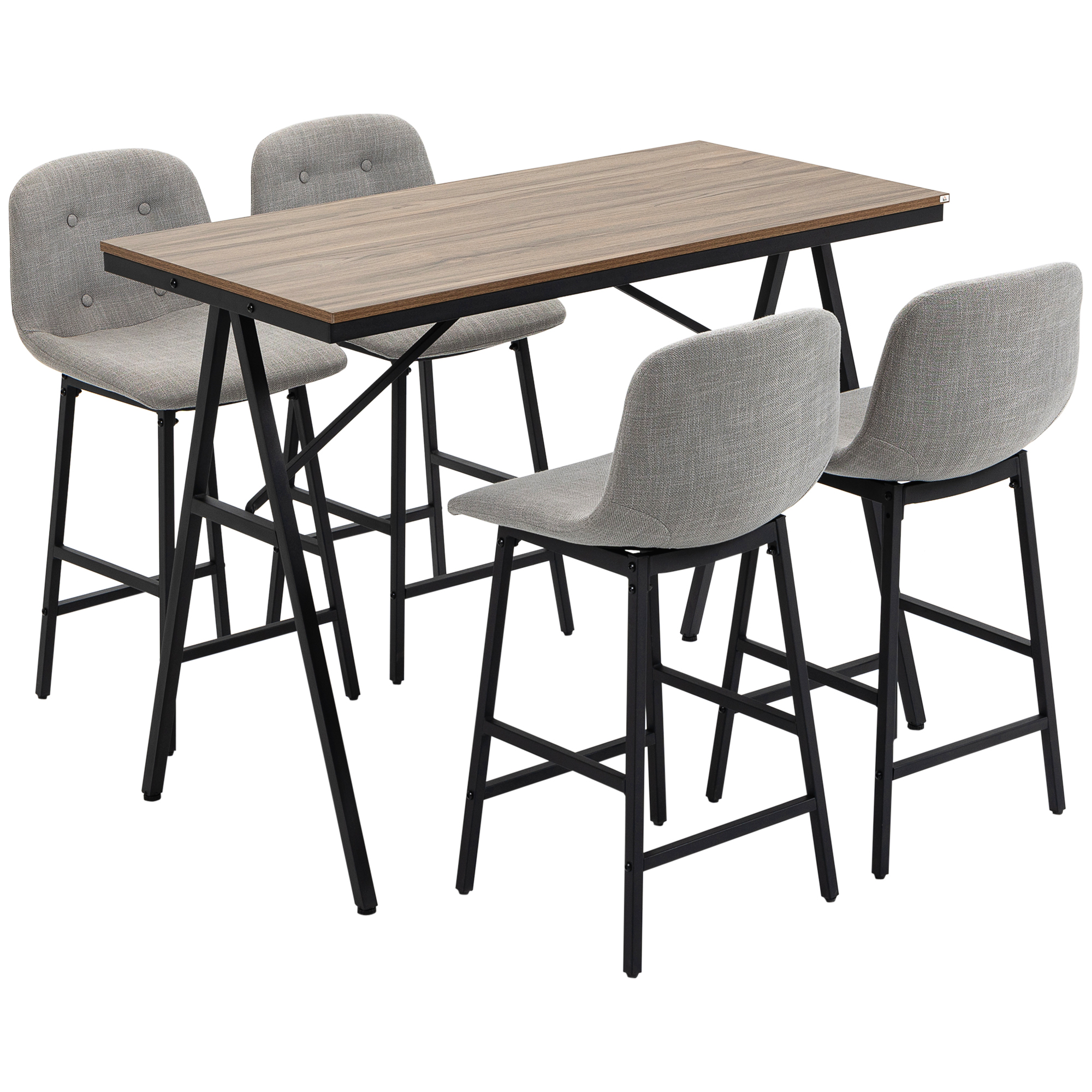 Baarilaud baaritoolidega, 5-osaline komplekt, helehall, 120 x 60 x 91 cm