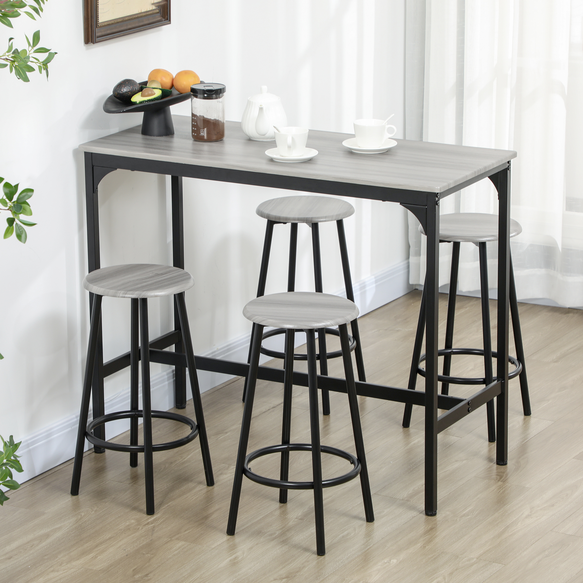 5-osaline baarilaua komplekt, hall, 110 x 50 x 89,5 cm