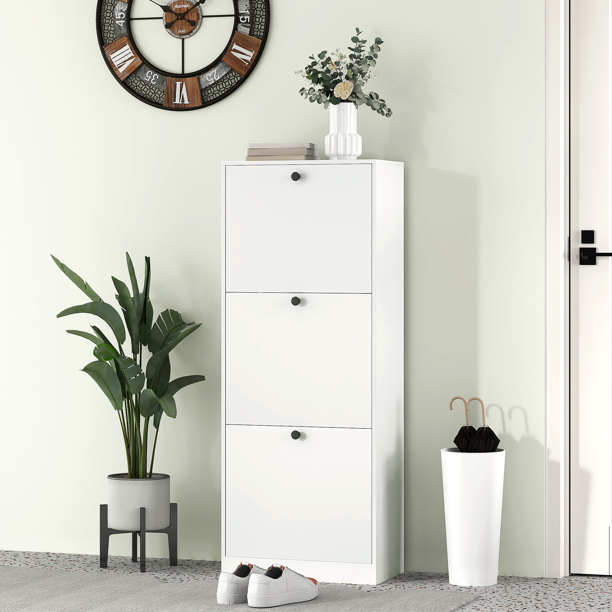 Kingakapp 3 kallutatava sahtliga, valge, 47 x 26 x 120 cm