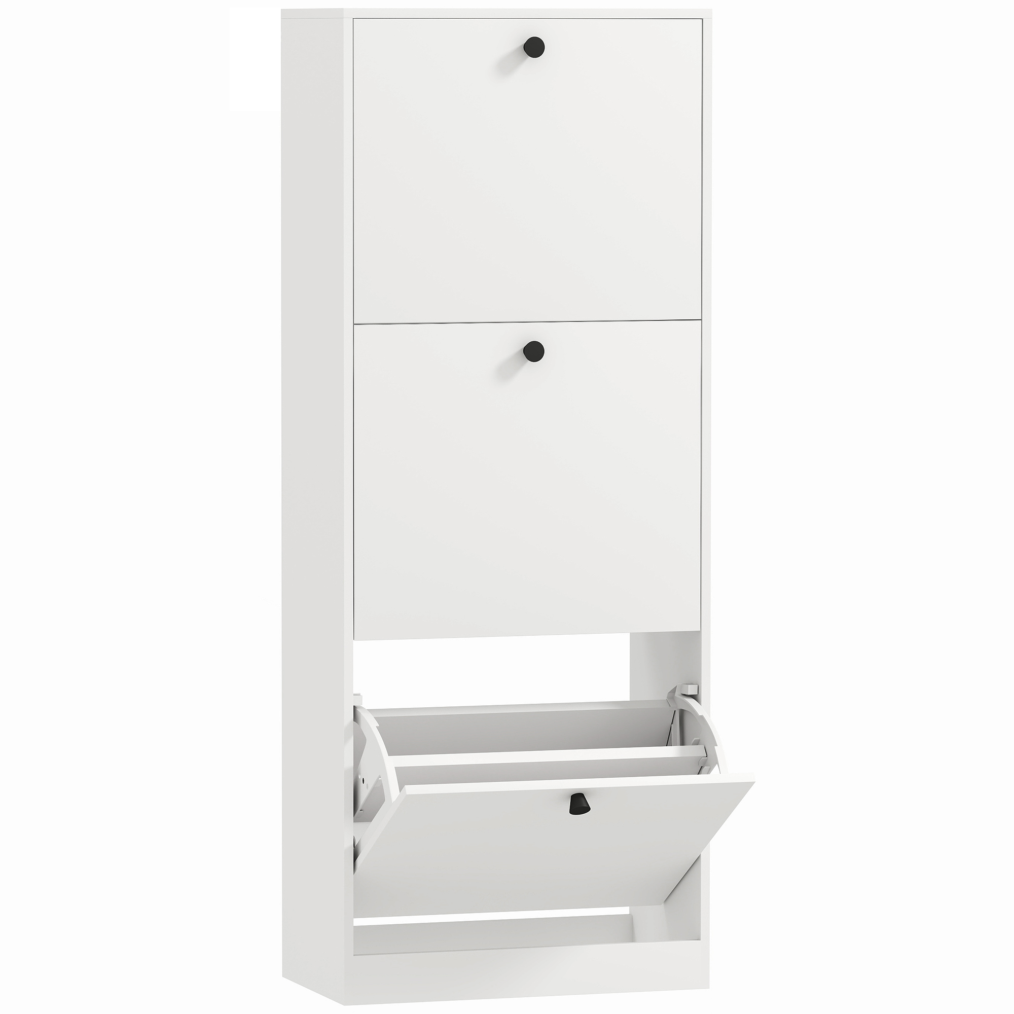 Kingakapp 3 kallutatava sahtliga, valge, 47 x 26 x 120 cm