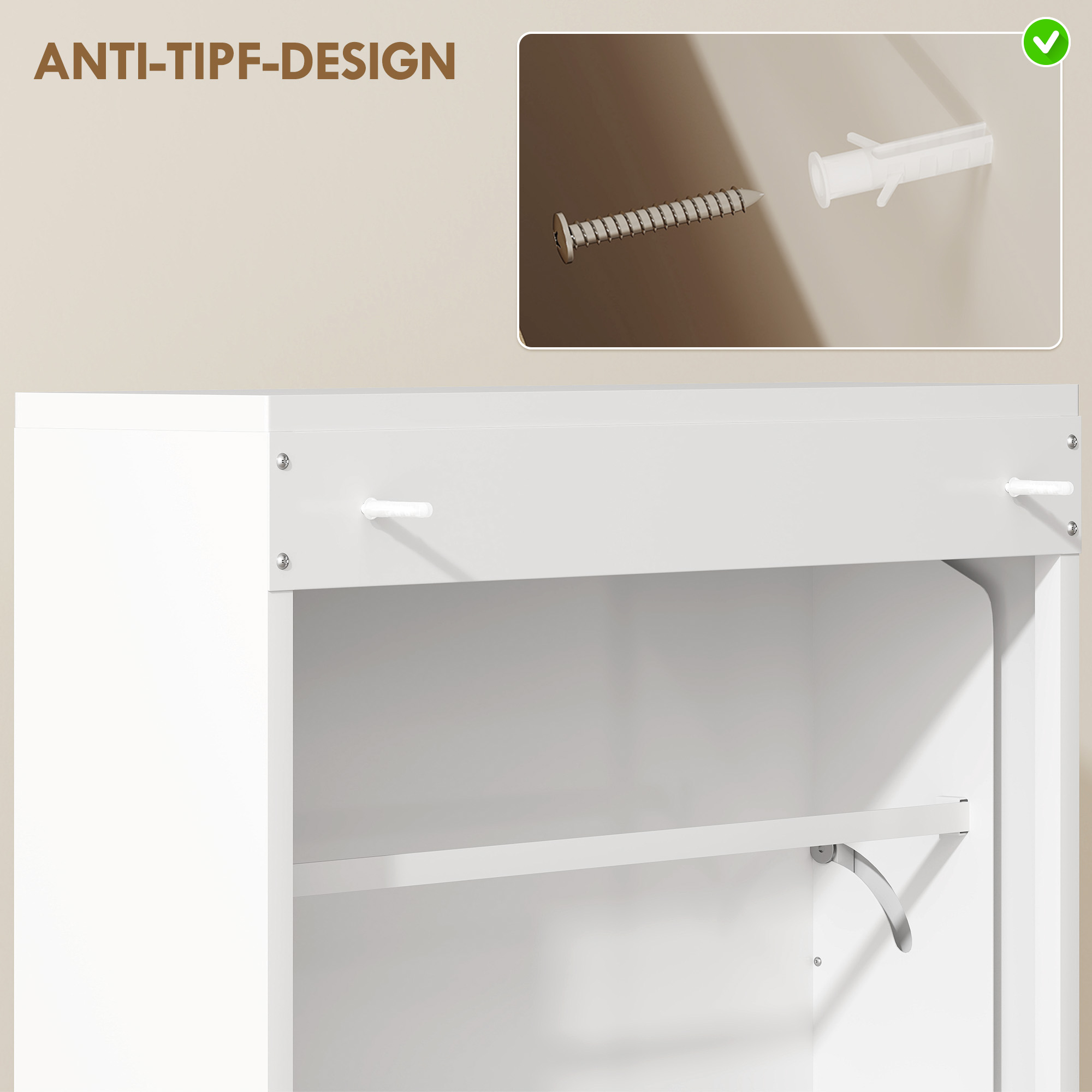 Metallist kingakapp 3 klappsahtliga, valge, 55 x 15 x 105,5 cm