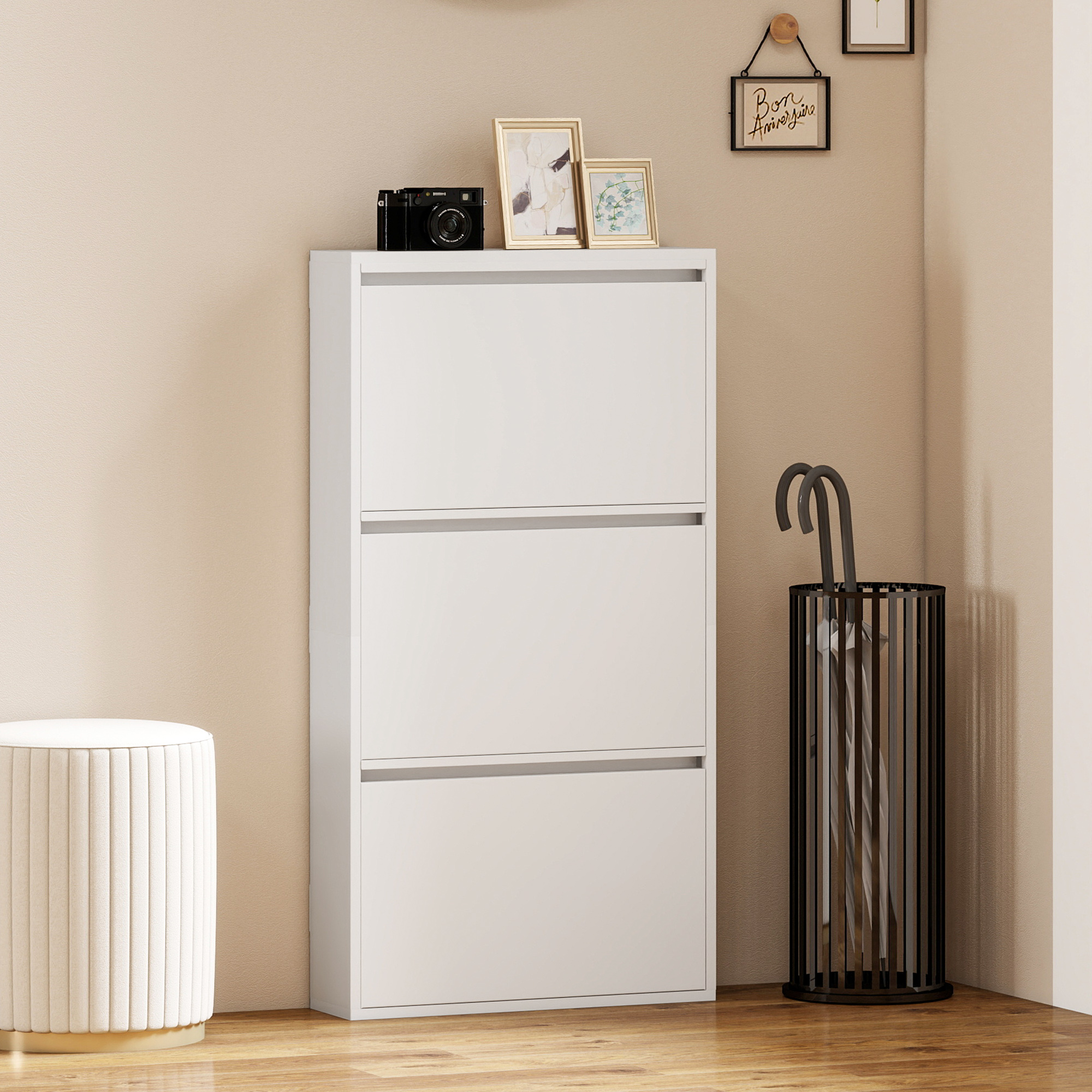 Metallist kingakapp 3 klappsahtliga, valge, 55 x 15 x 105,5 cm