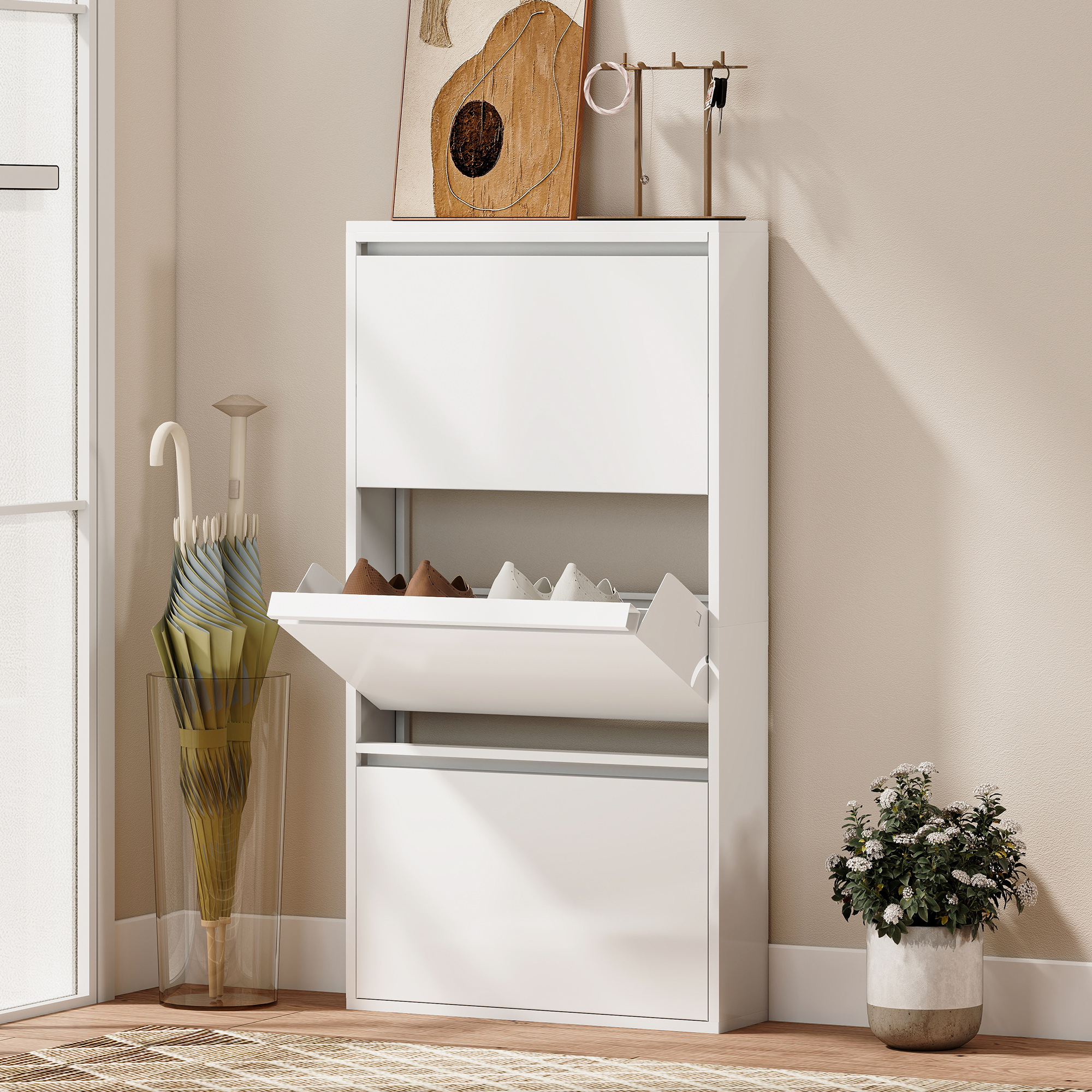 Metallist kingakapp 3 klappsahtliga, valge, 55 x 15 x 105,5 cm