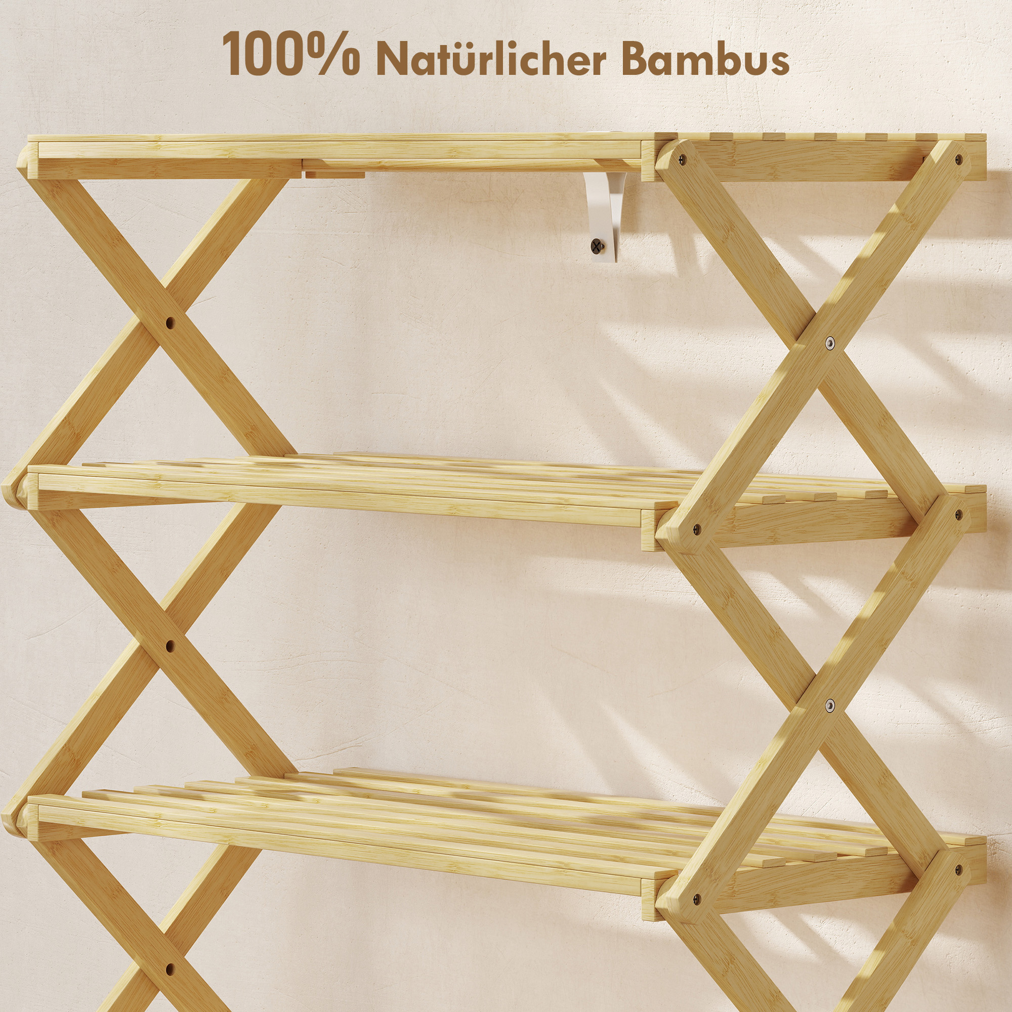 4 tasapinniga jalanõuriiul, bambusest, naturaalne, 60 x 29 x 67 cm