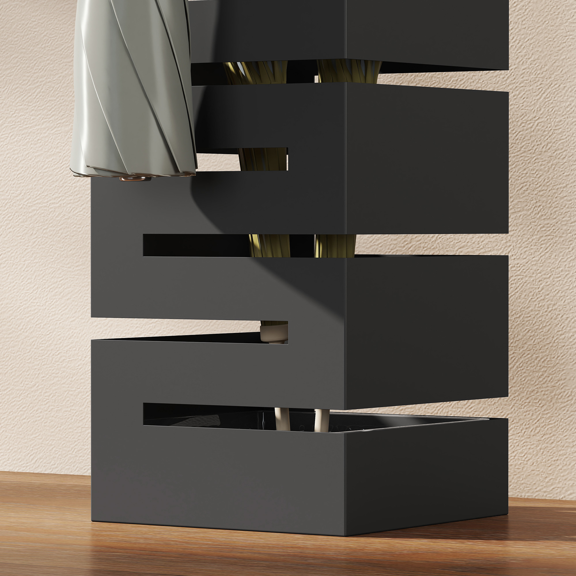 Vihmavarju alus, metallist, must, 15,5 x 15,5 x 49 cm, 8 vihmavarjule