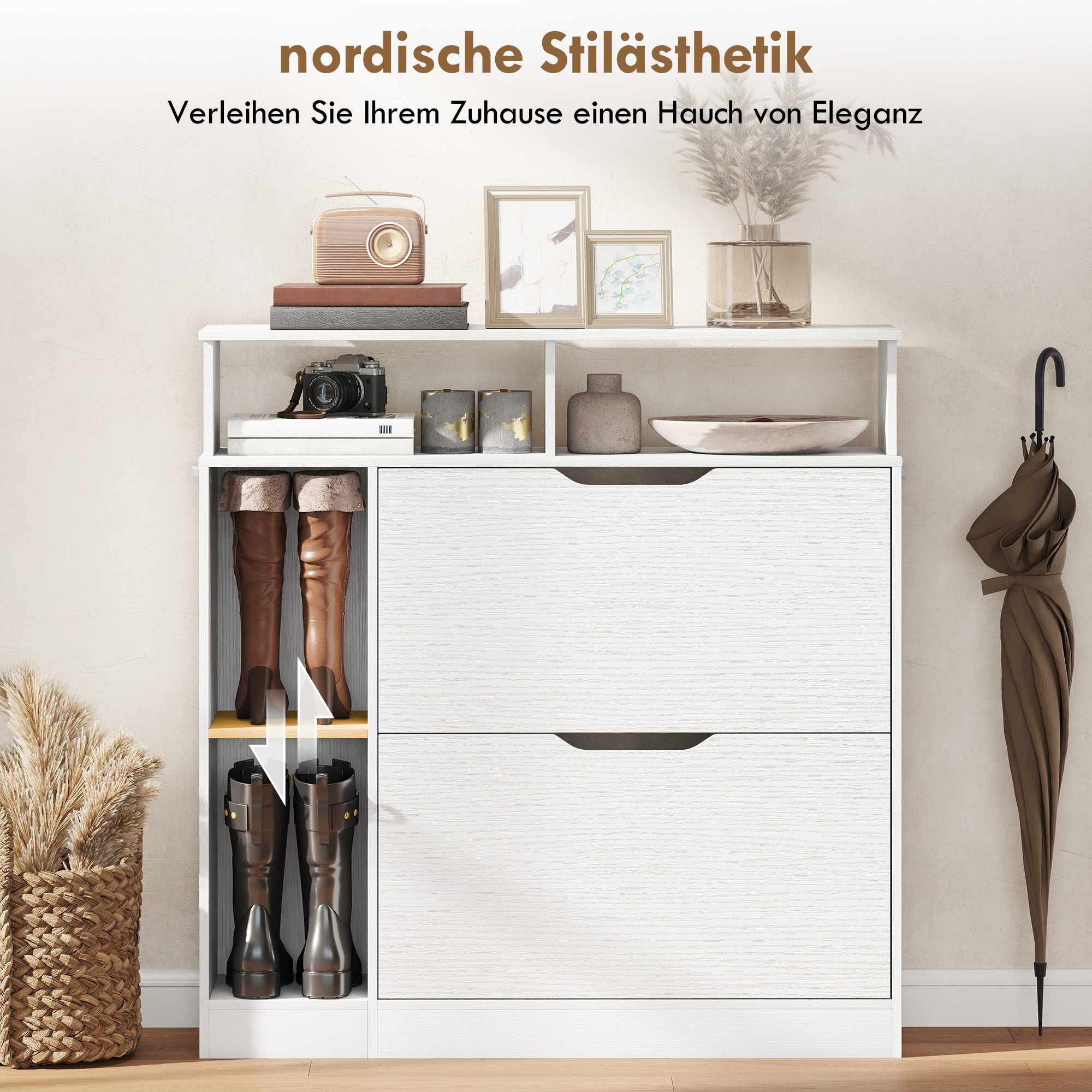 Kingakapp 2 kallutatava sahtliga, valge, 89 x 25 x 92 cm