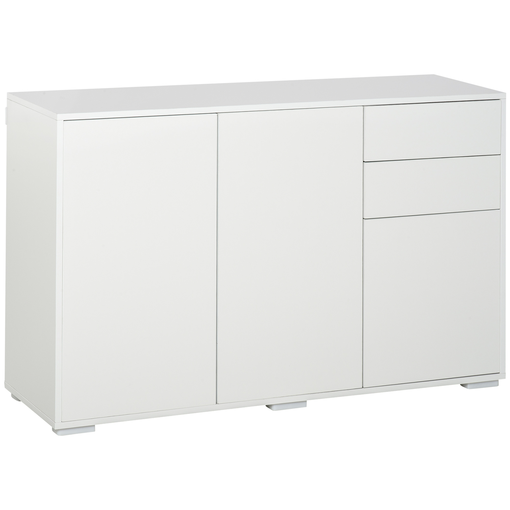 Sideboard kapp, 2 sahtlit, push-click, valge, 117 x 36 x 74 cm