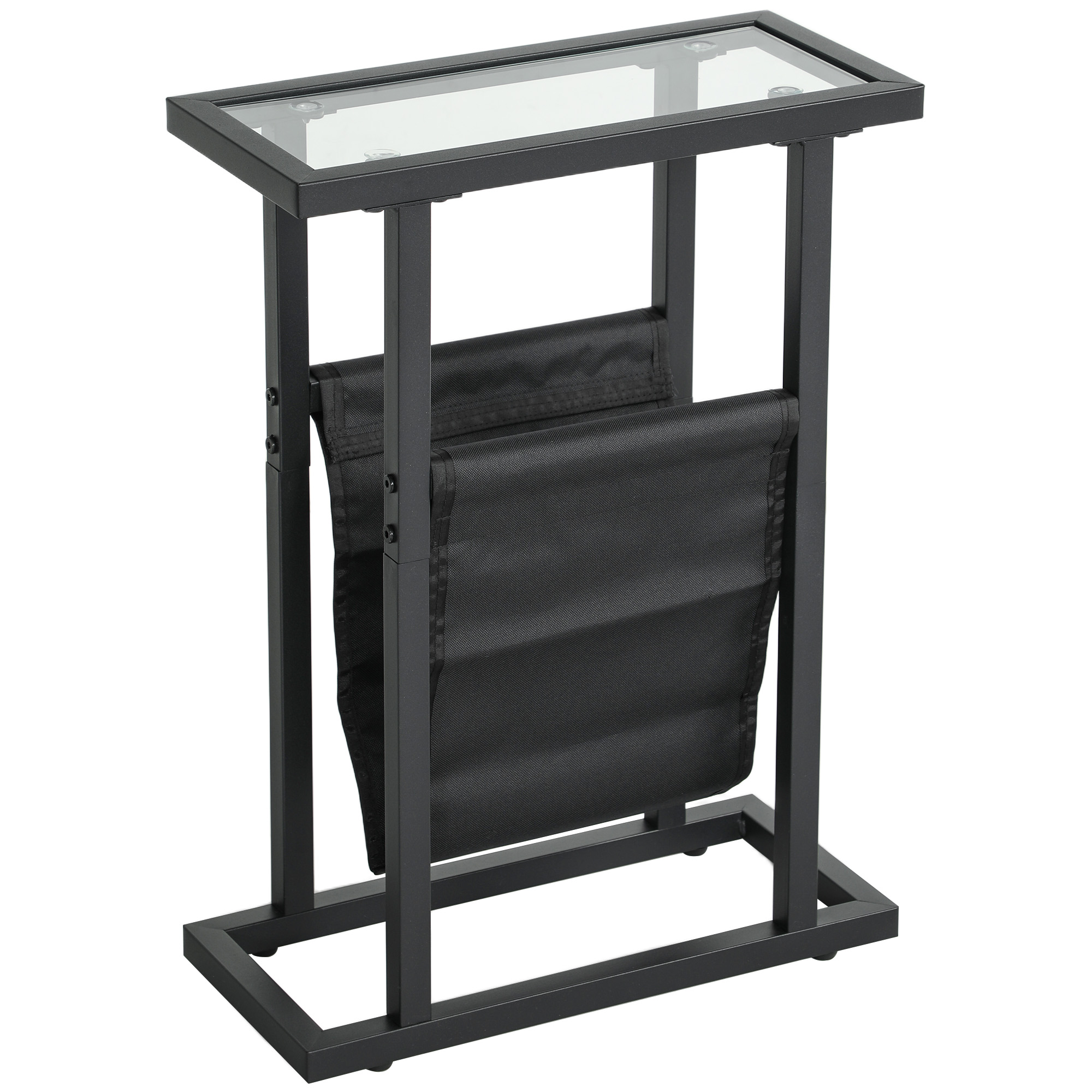 Kitsas abilaud, metall ja karastatud klaas, must, 40 x 18 x 55,5 cm