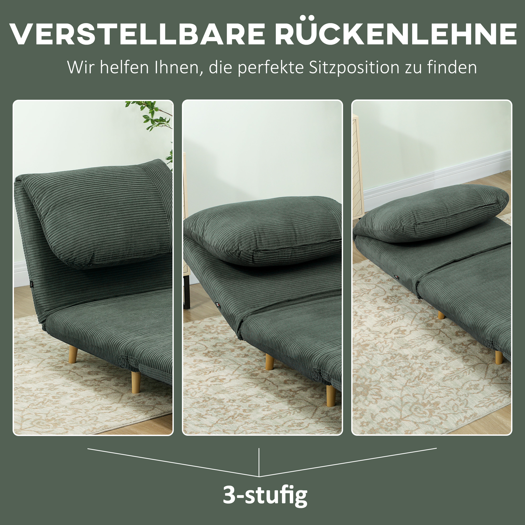 2-in-1 magamisiste / külalistevoodi, reguleeritav seljatugi, veluuri välimus, 82 x 87 x 89 cm, roheline