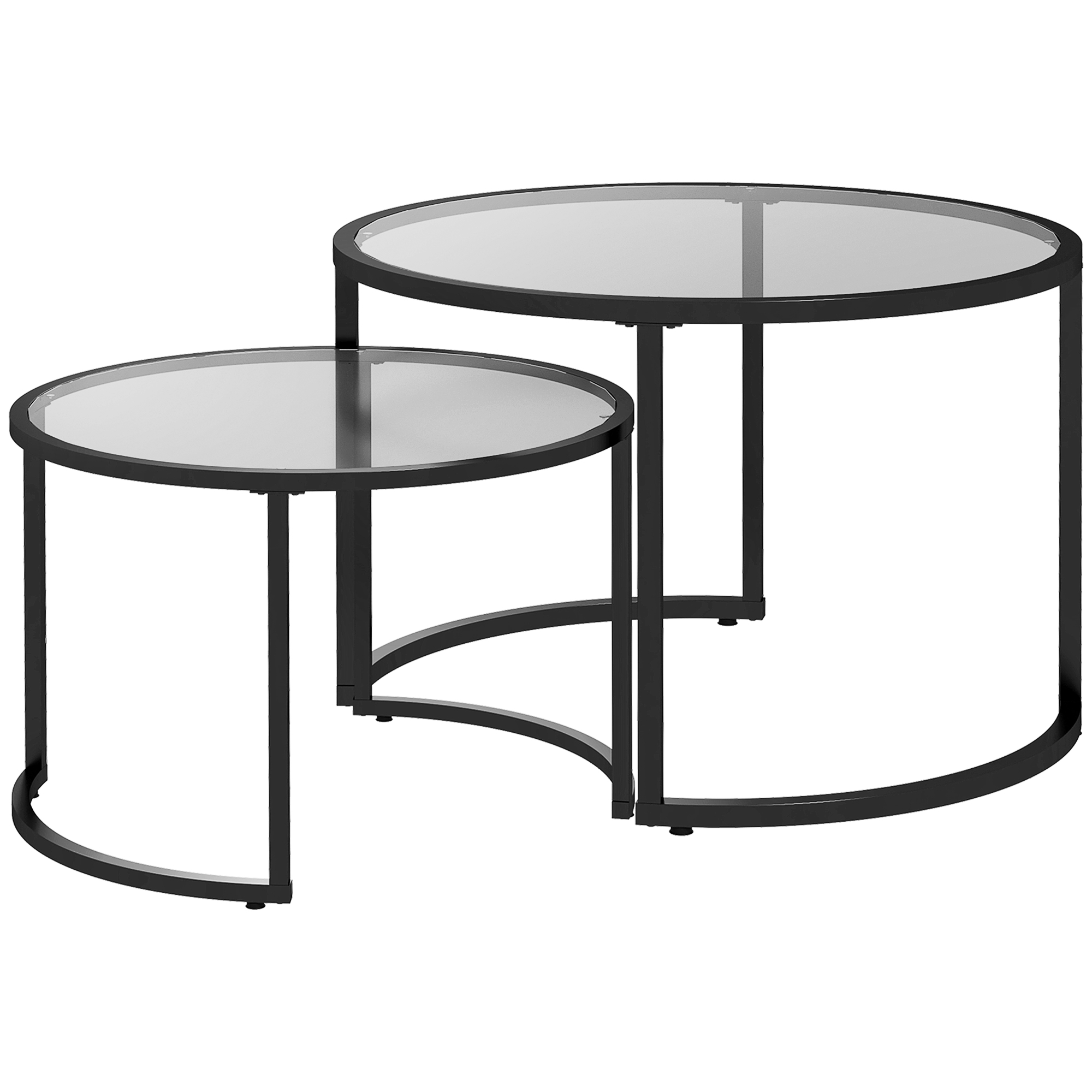 2-osaline abilaua komplekt, must, klaas, industriaalne disain, Ø70 / Ø54 cm