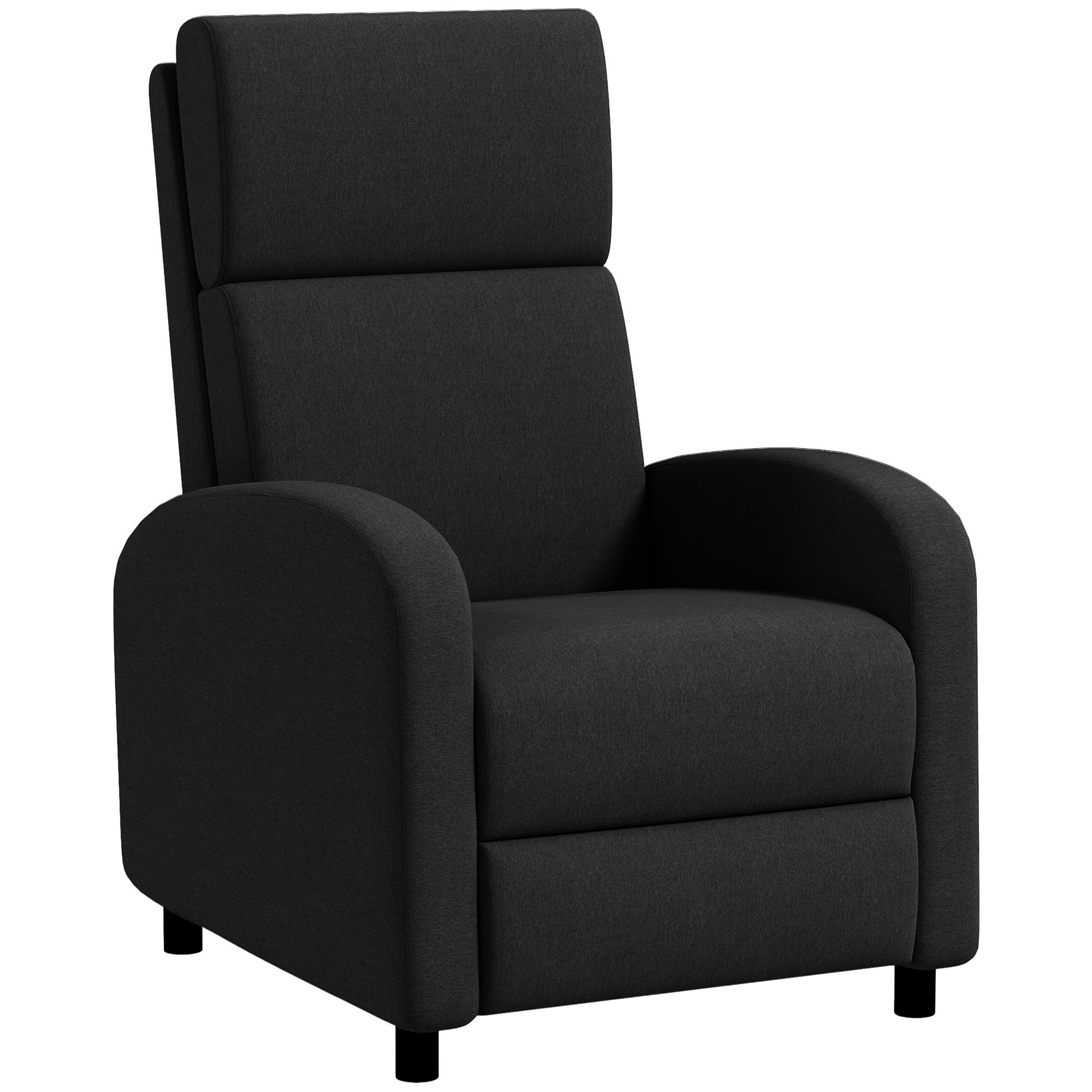 Relaxtugitool, televiisoritool lamamisfunktsiooniga, polsterdatud, must, 64 x 86 x 102 cm