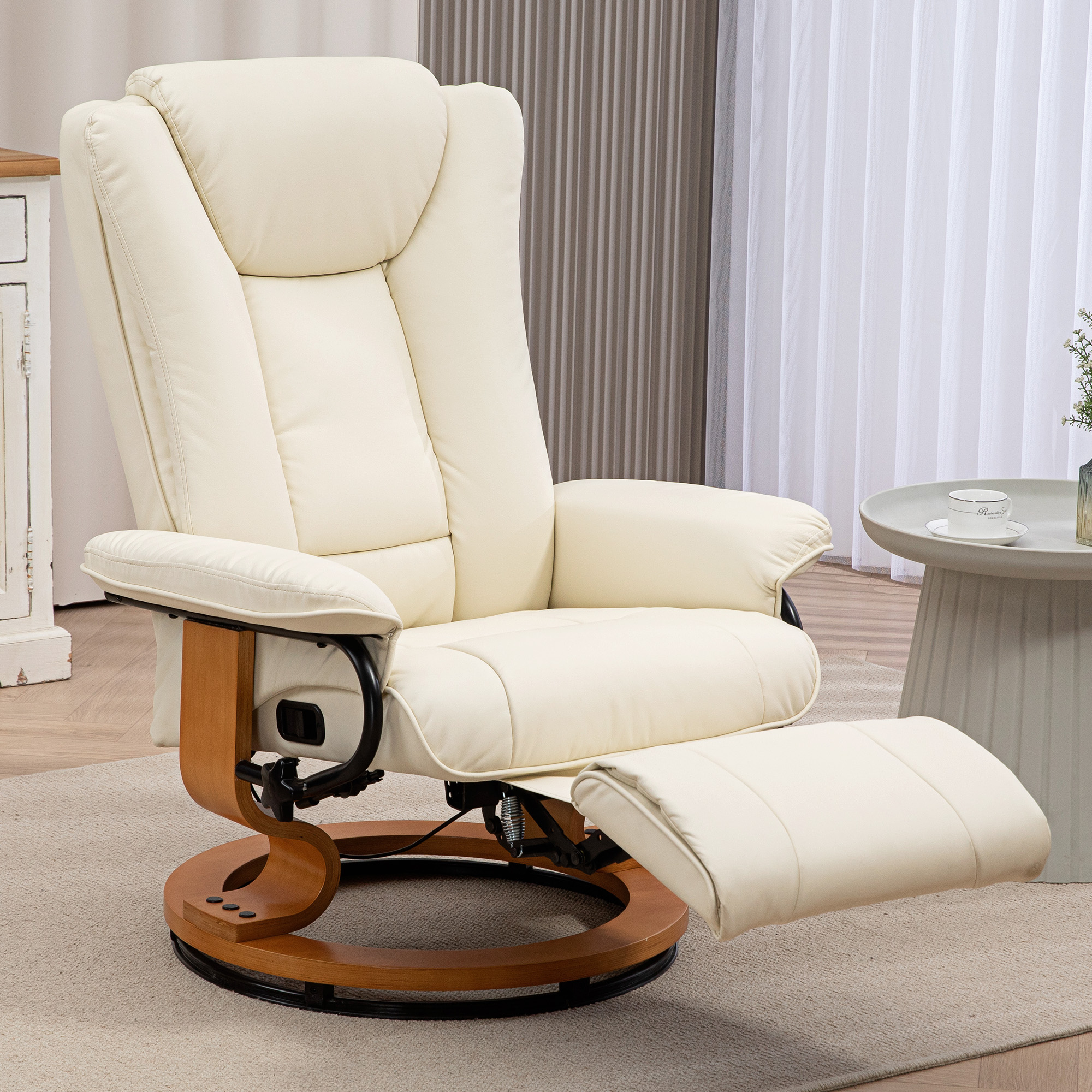 Recliner-kiiktool, kunstnahk, kreemvalge, kuni 150 kg